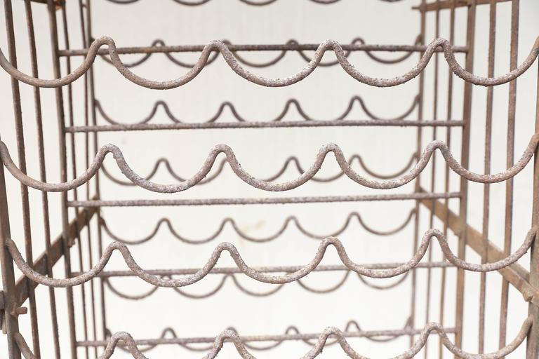 Antique French Standing Iron Wine Rack with Lockable Working Door at