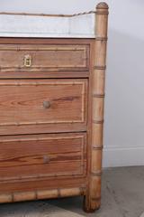 19th Century Belgian Faux Bamboo Pitch Pine Commode with Marble Top Bar