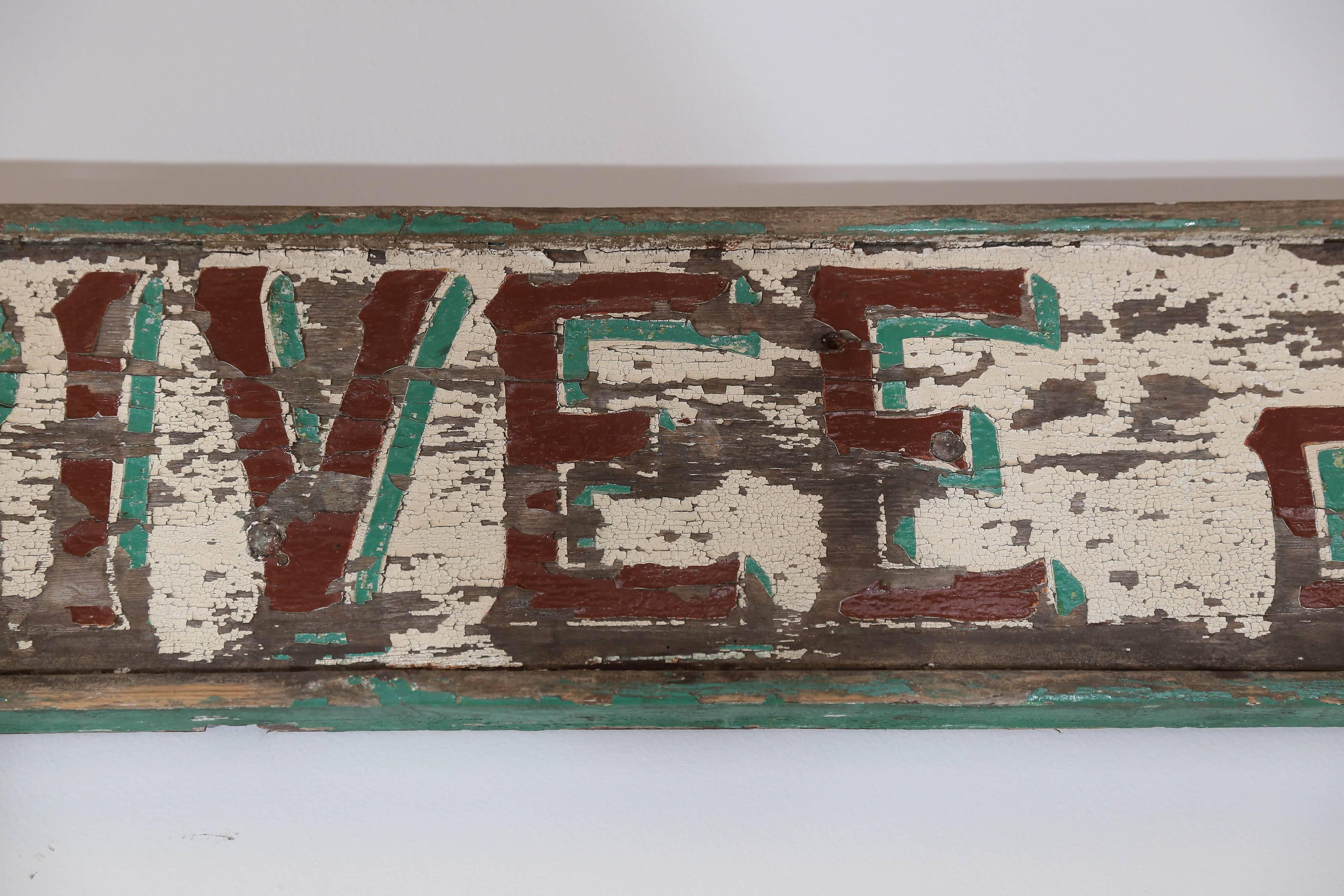 Antique Painted Wooden French Sign 