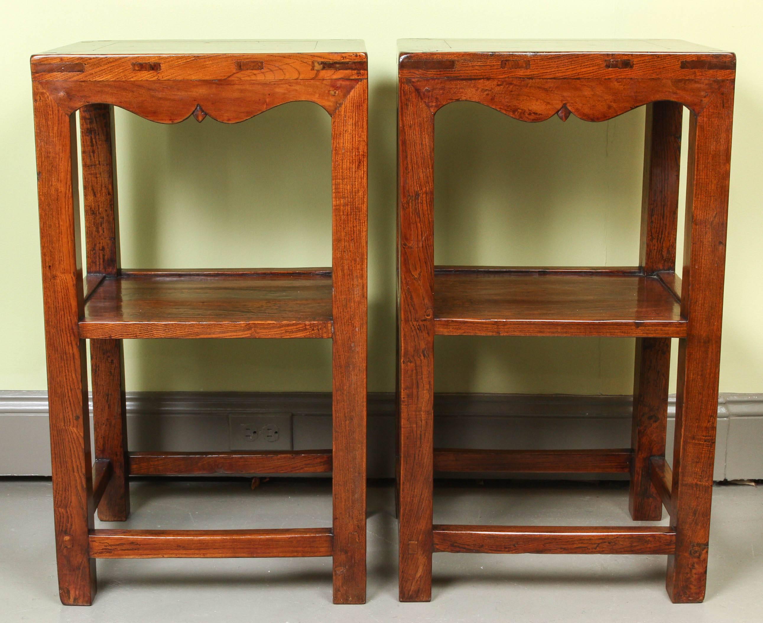 19th century Chinese pair of elmwood stands.
