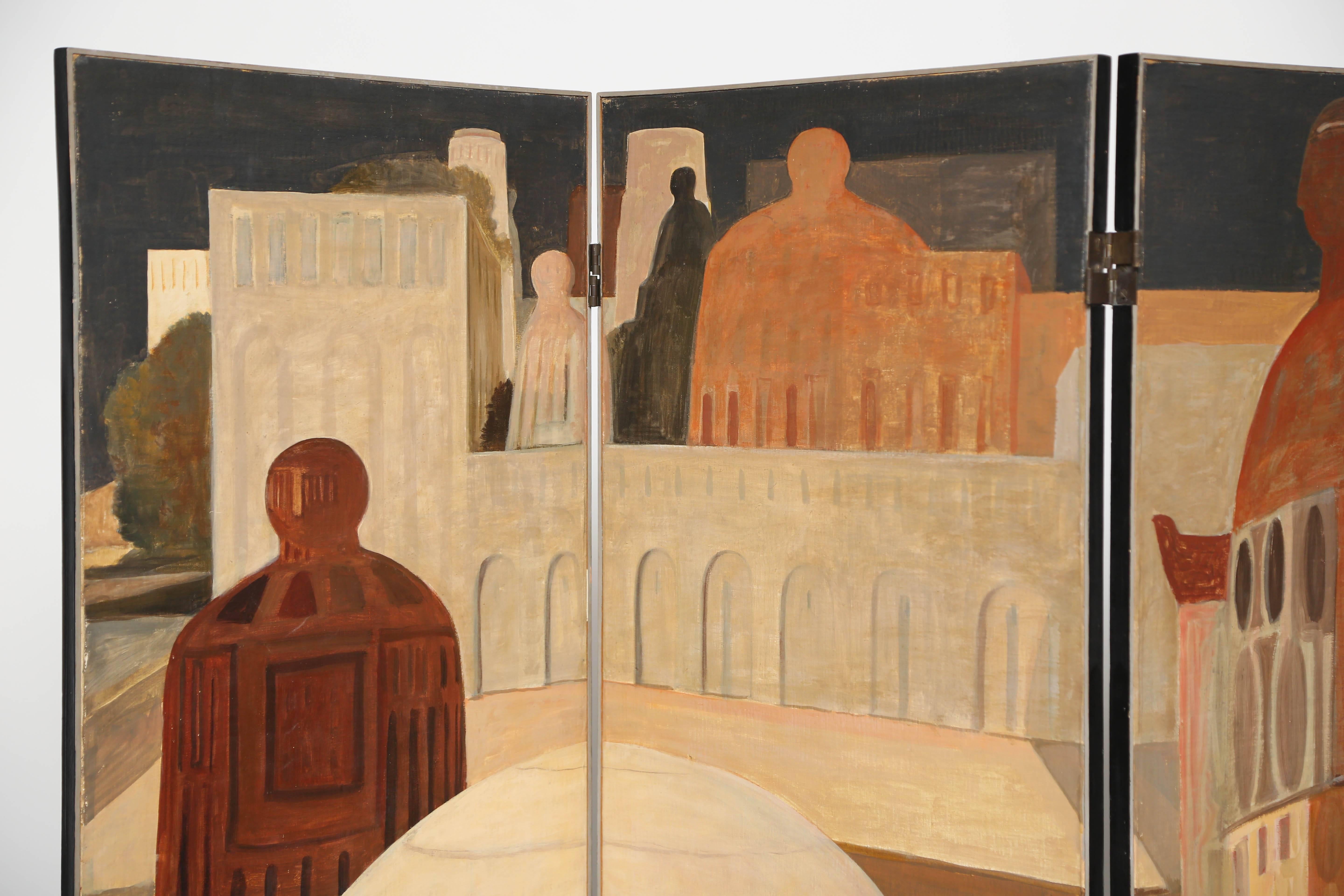 Seltene Salvador Fiume Surrealist vier-Panel-Bildschirm
Unterzeichnet und datiert.