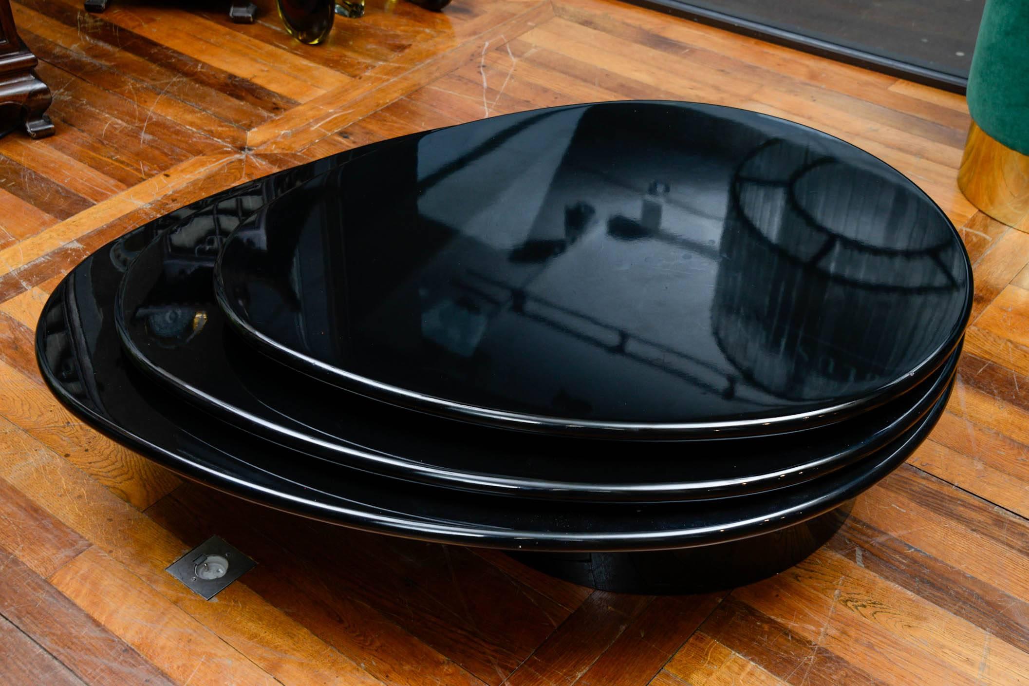 Late 20th Century Original Black Lacquered Low Table by Rougier