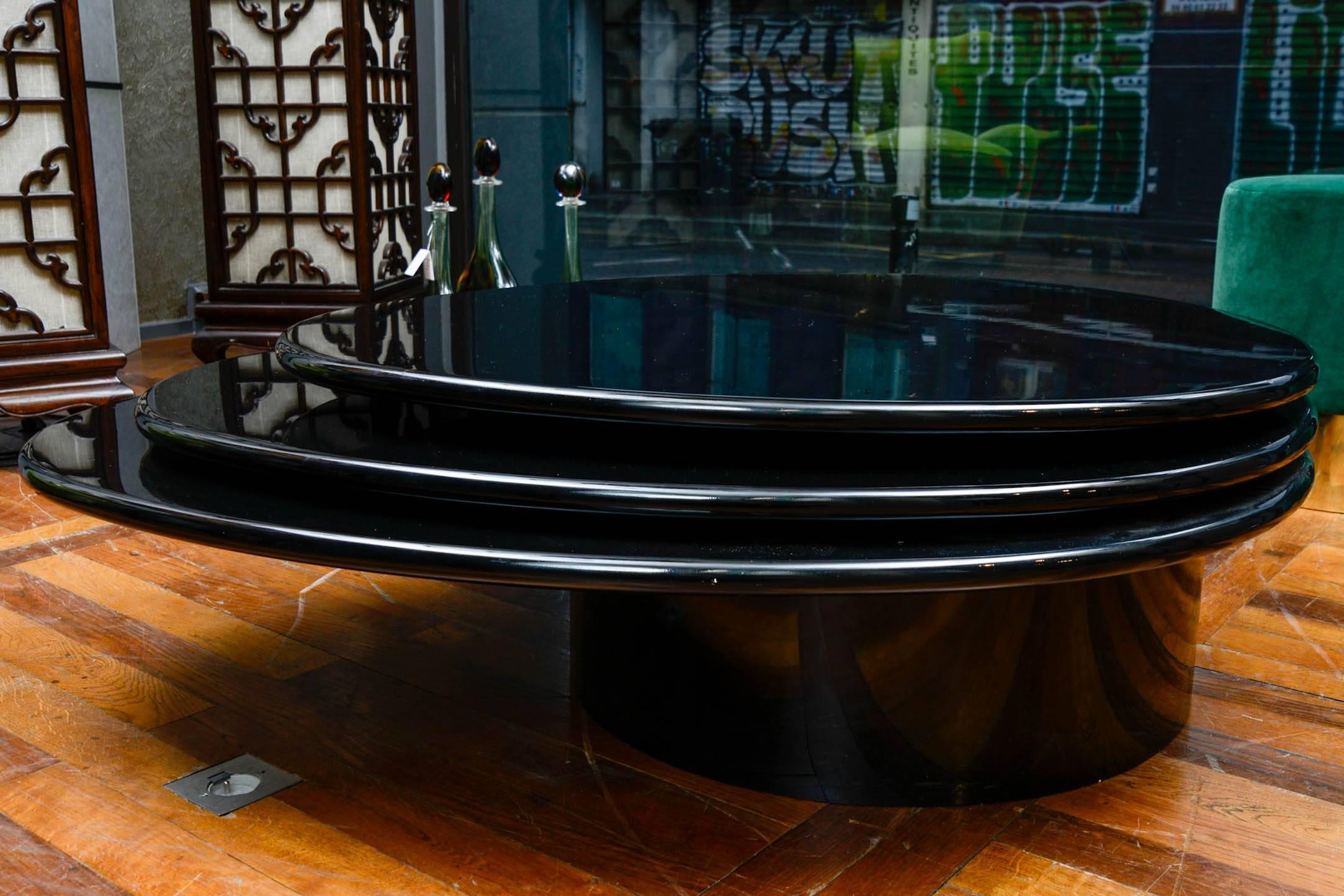 Original Black Lacquered Low Table by Rougier 1