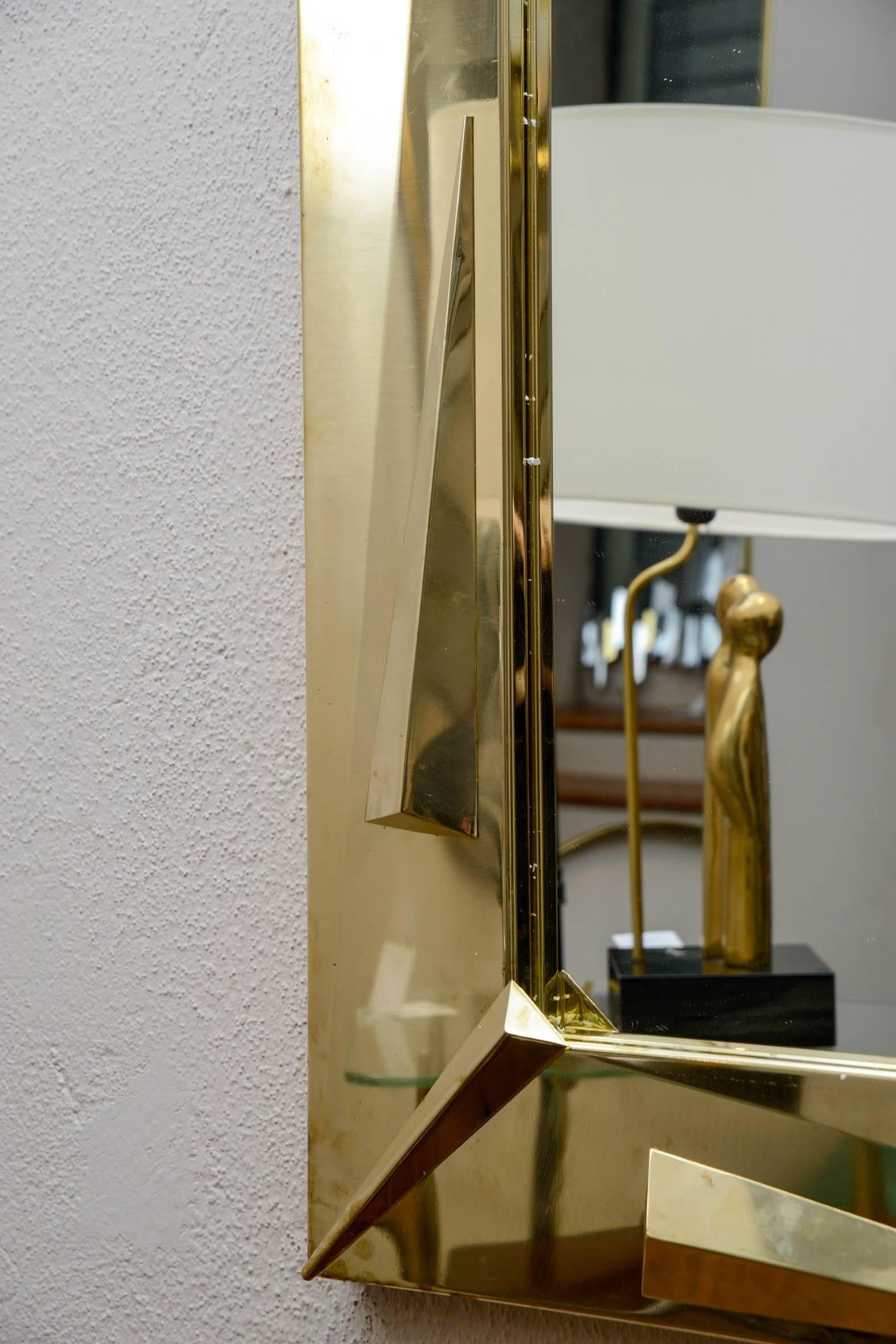 Modern Pair of Brass Mirrors In Excellent Condition In Saint-Ouen (PARIS), FR