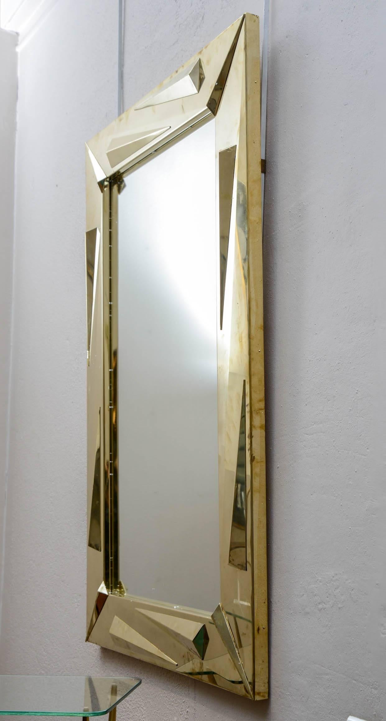 Modern Pair of Brass Mirrors 1