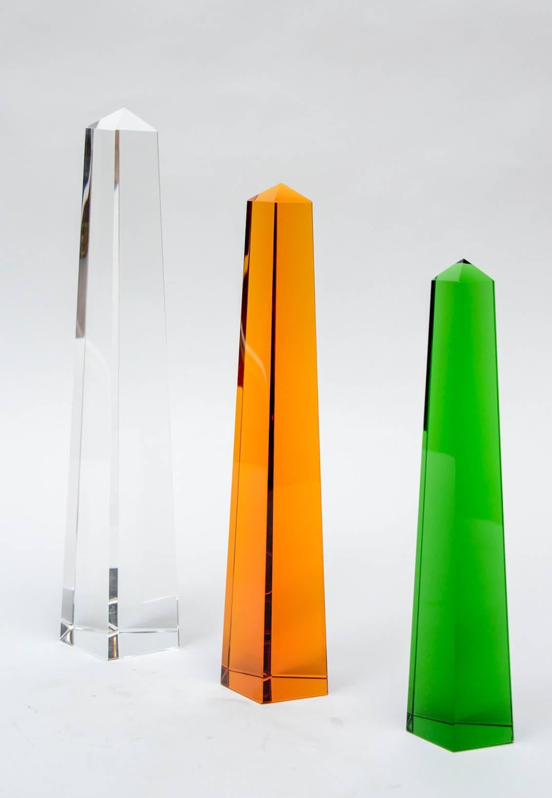 Mid-Century Modern Decorative Set of Three Murano Glass Obelisks