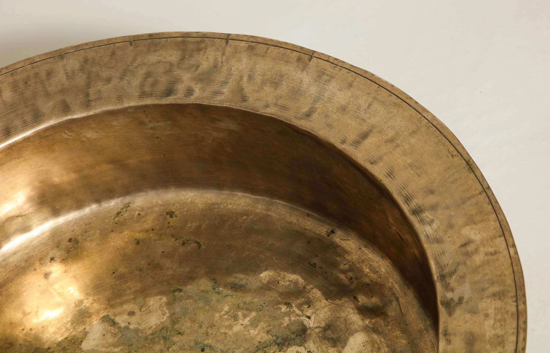 18th Century English Brass Dairy Bowl In Excellent Condition In Greenwich, CT