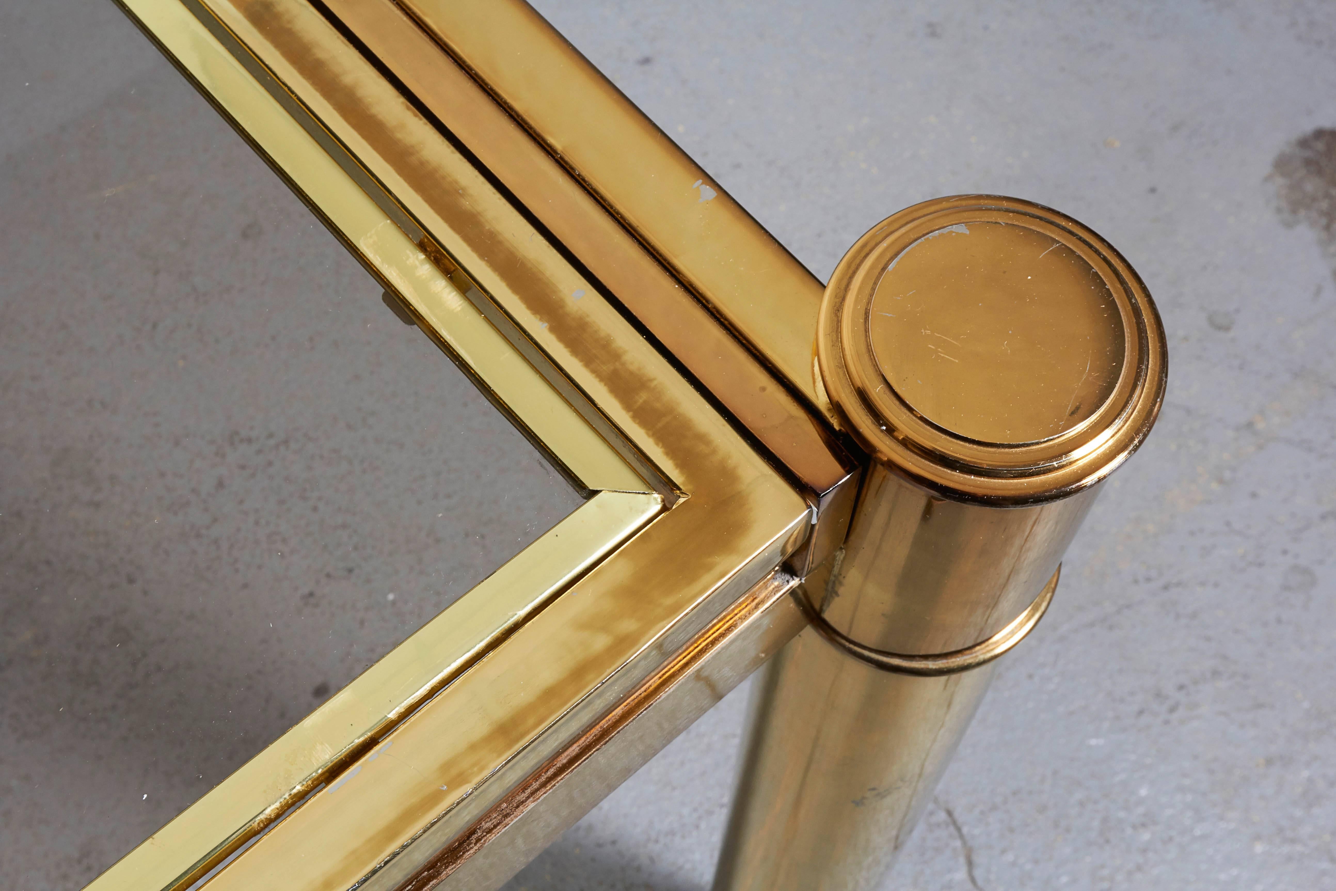 Modern Milo Baughman Gold-Lacquered and Glass Extending Dining Table