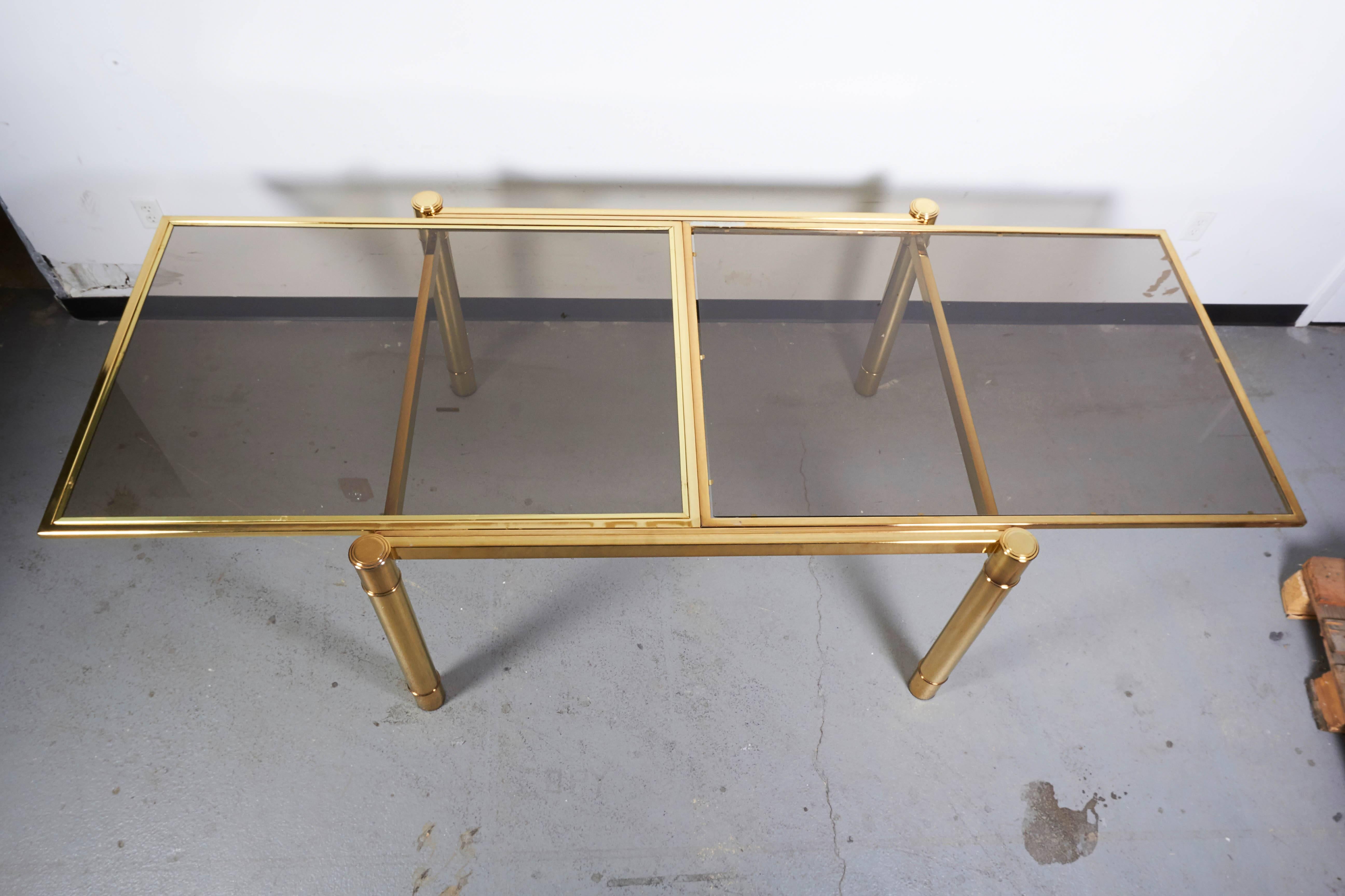 Late 20th Century Milo Baughman Gold-Lacquered and Glass Extending Dining Table