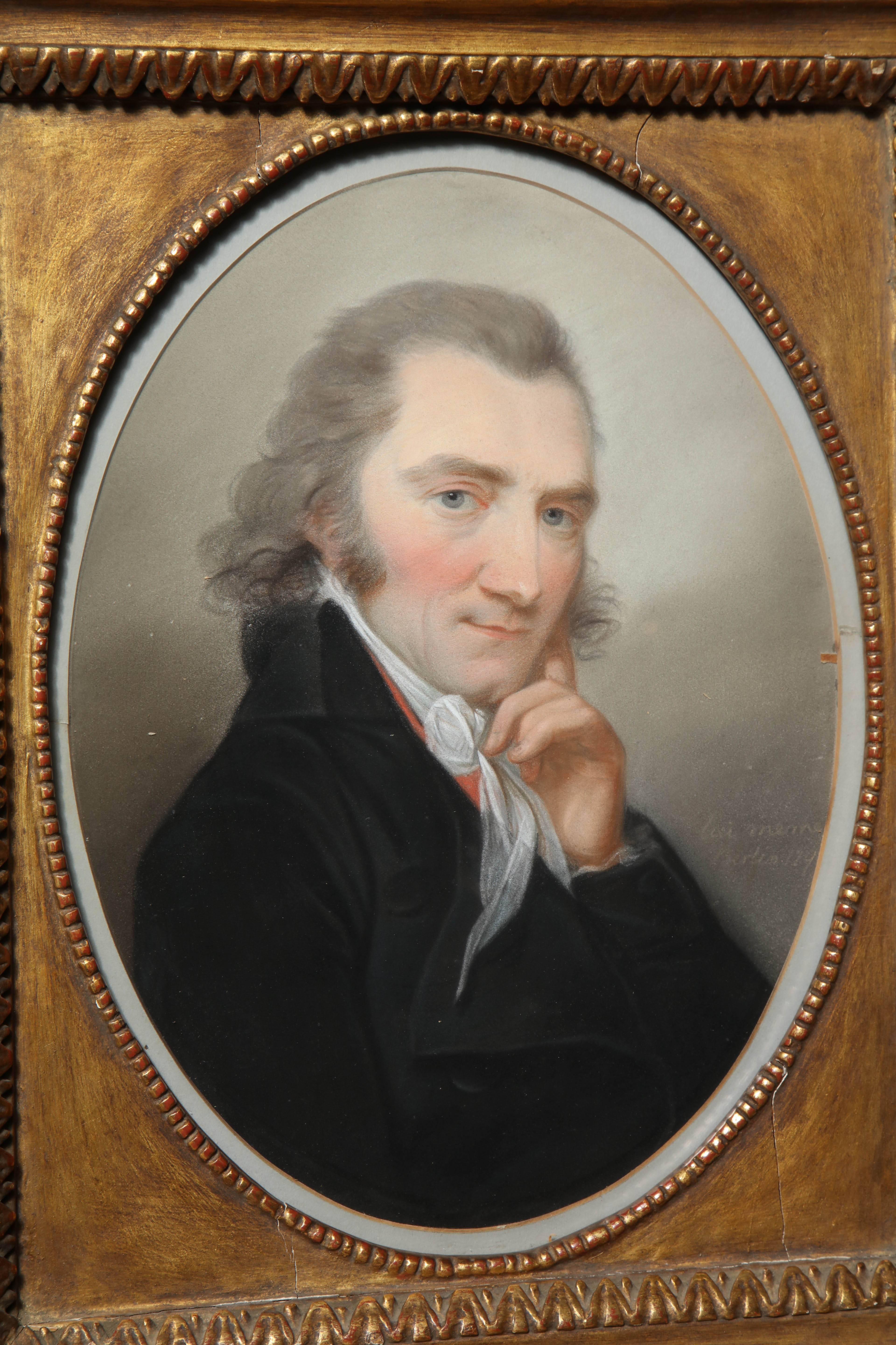 19th Century Continental portrait, pastel in gilt frame.