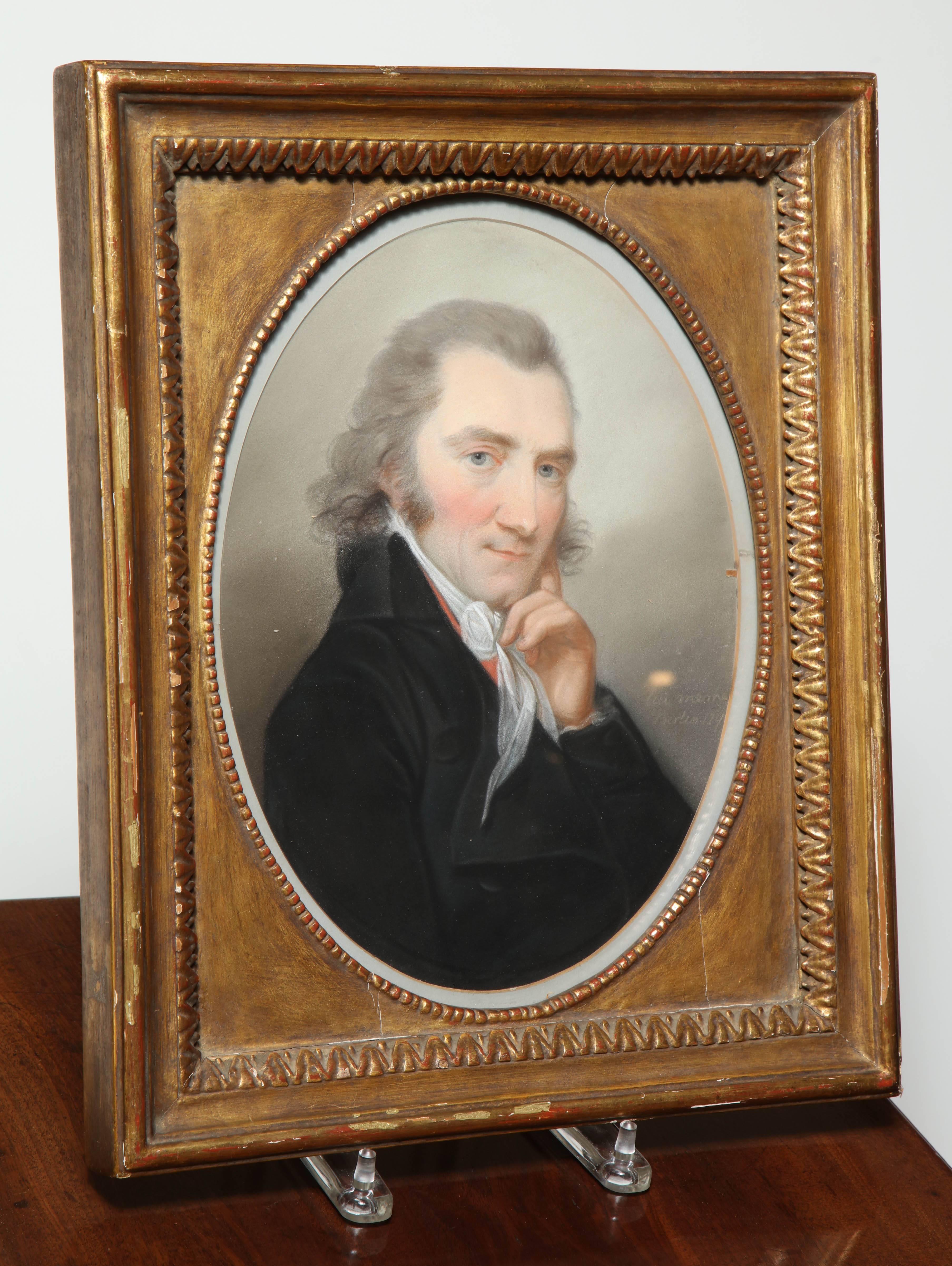 19th Century Continental Portrait in Gilt Frame For Sale 1