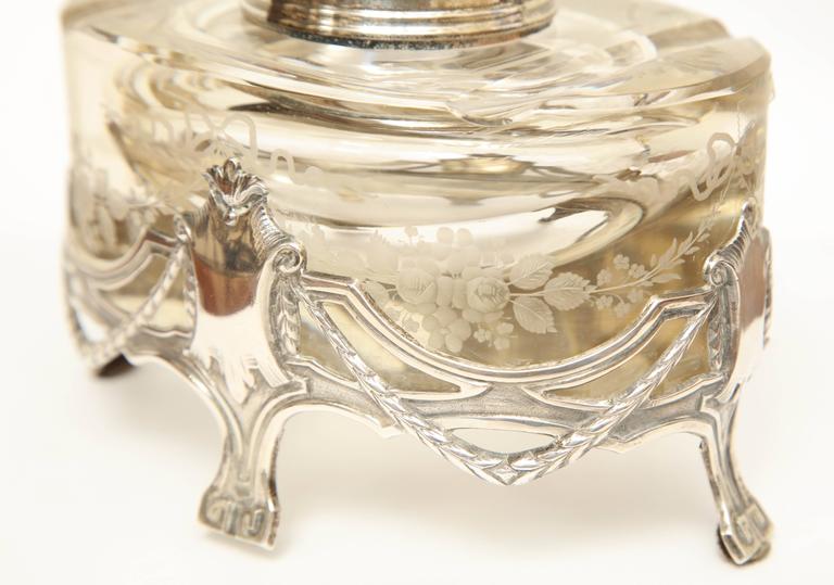 Early 20th Century Art Nouveau German Silver and Glass Inkwell For Sale ...