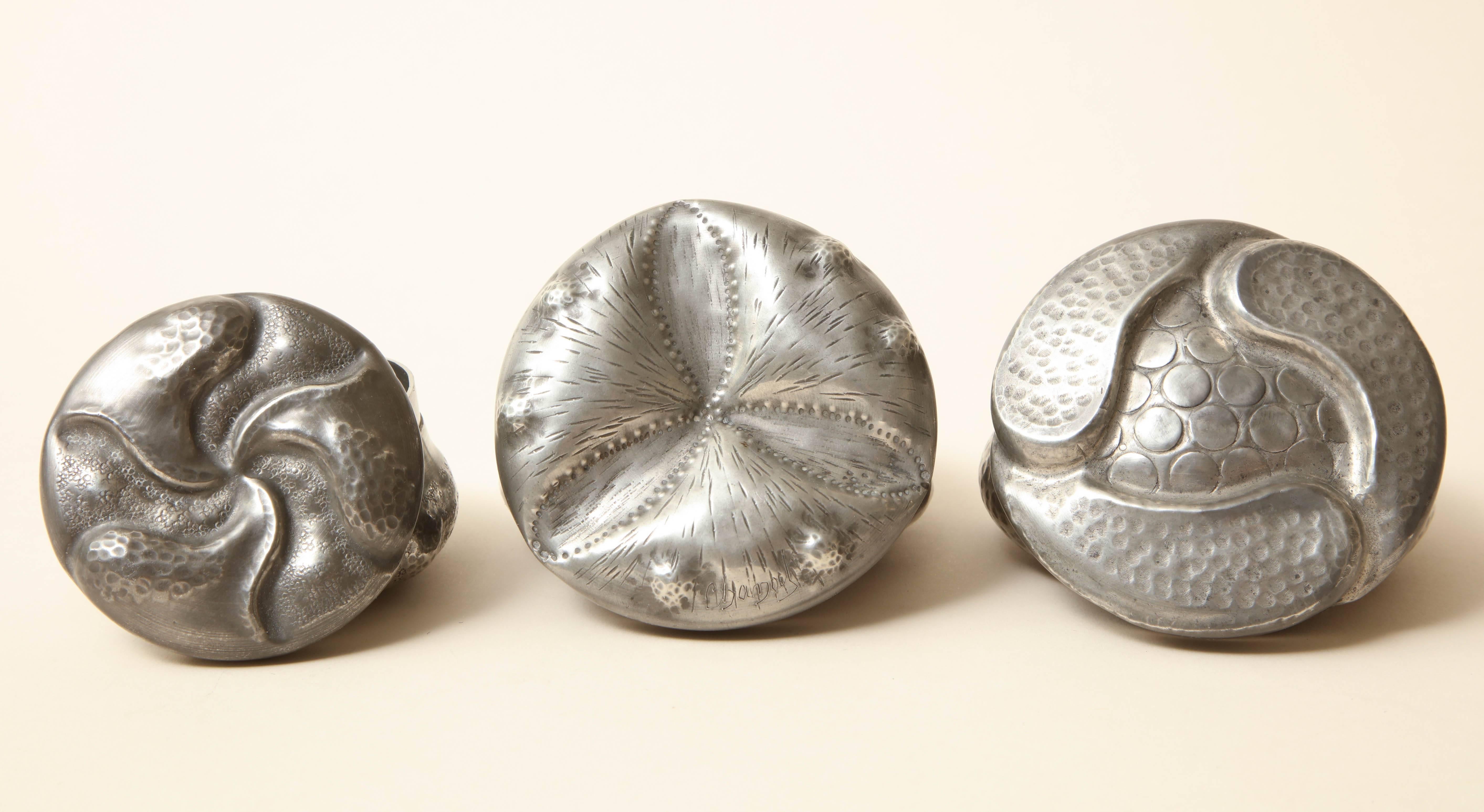 Collection of Three French Art Nouveau Dinanderie Pewter Boxes For Sale 1