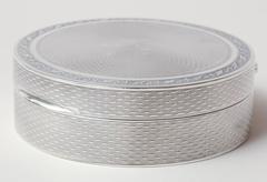 Asprey English Art Deco Circular Sterling Silver Box