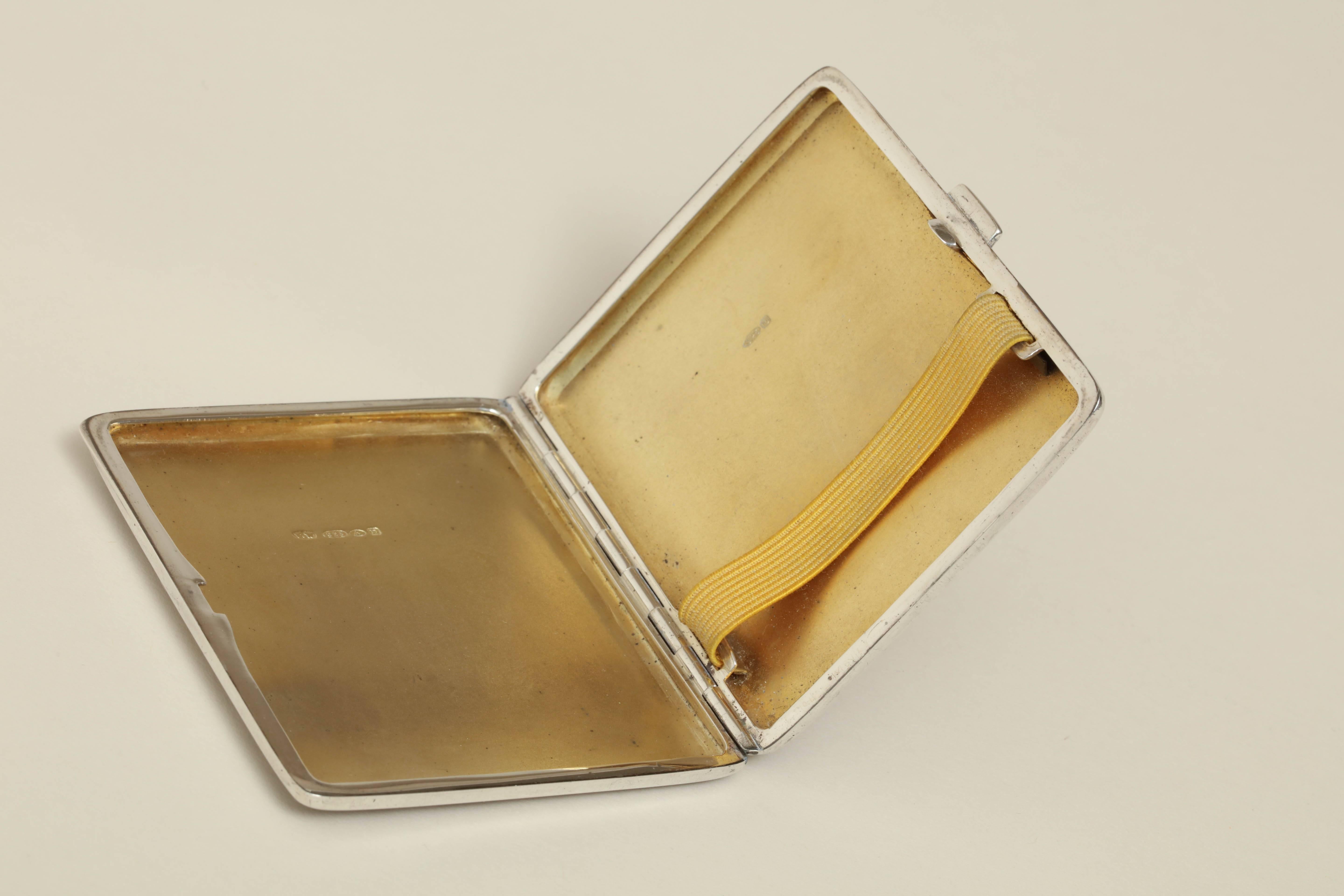 Continental Art Deco Sterling Silver and Champleve Enamel Cigarette Case In Excellent Condition In New York, NY