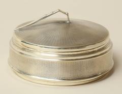 Beddoes & Company English Art Deco Round Silver Covered Box