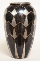 Fernand Grange French Art Deco Brass and Silver Dinanderie Vase