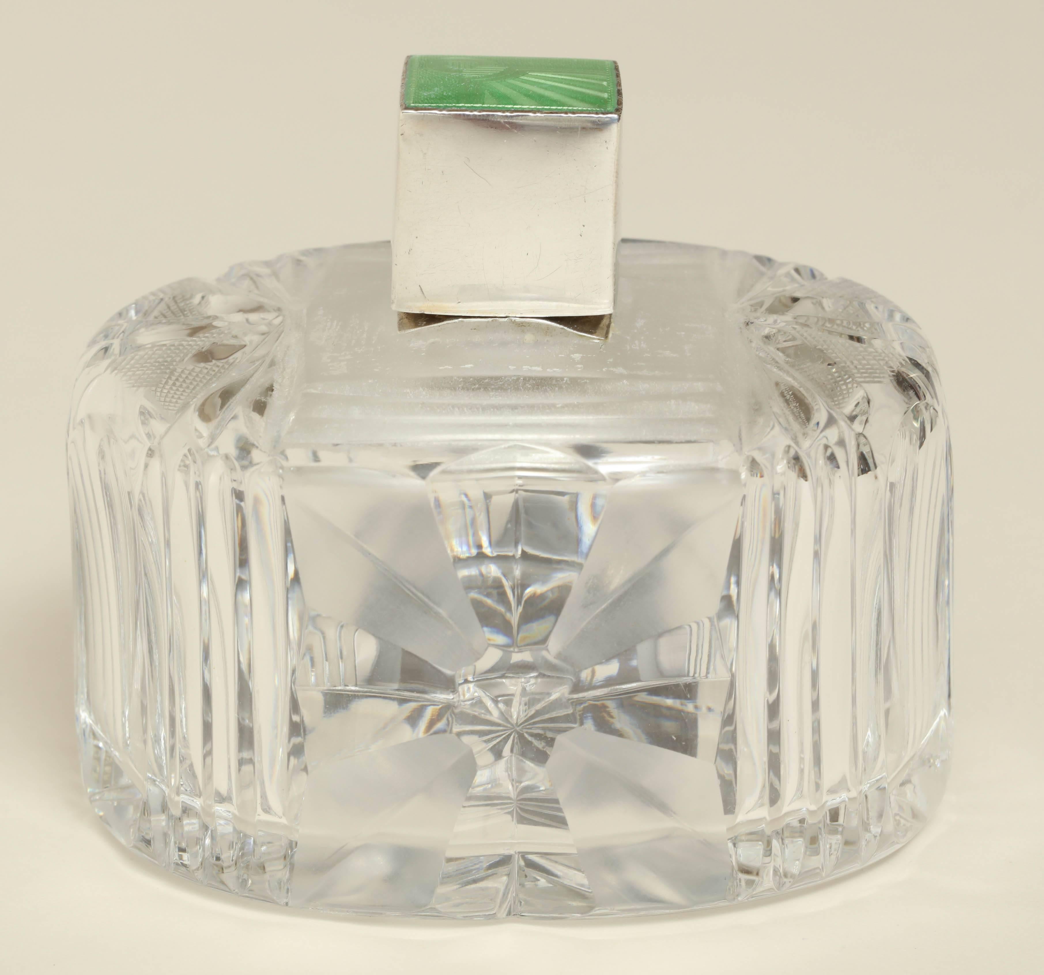 Albert Carter English Art Deco Crystal and Sterling Silver Scent Bottle In Excellent Condition In New York, NY
