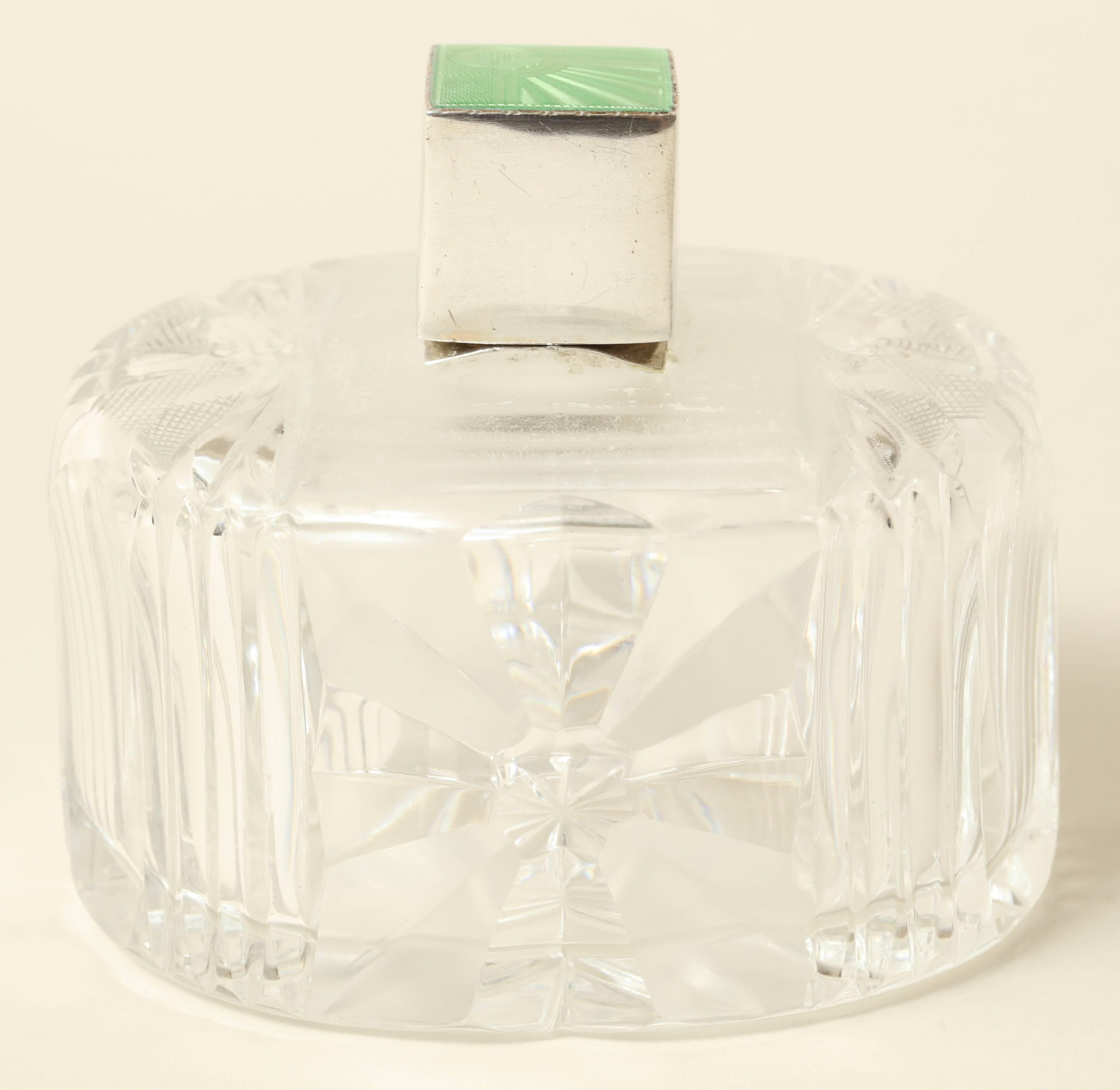 Albert Carter English Art Deco Crystal and Sterling Silver Scent Bottle 4