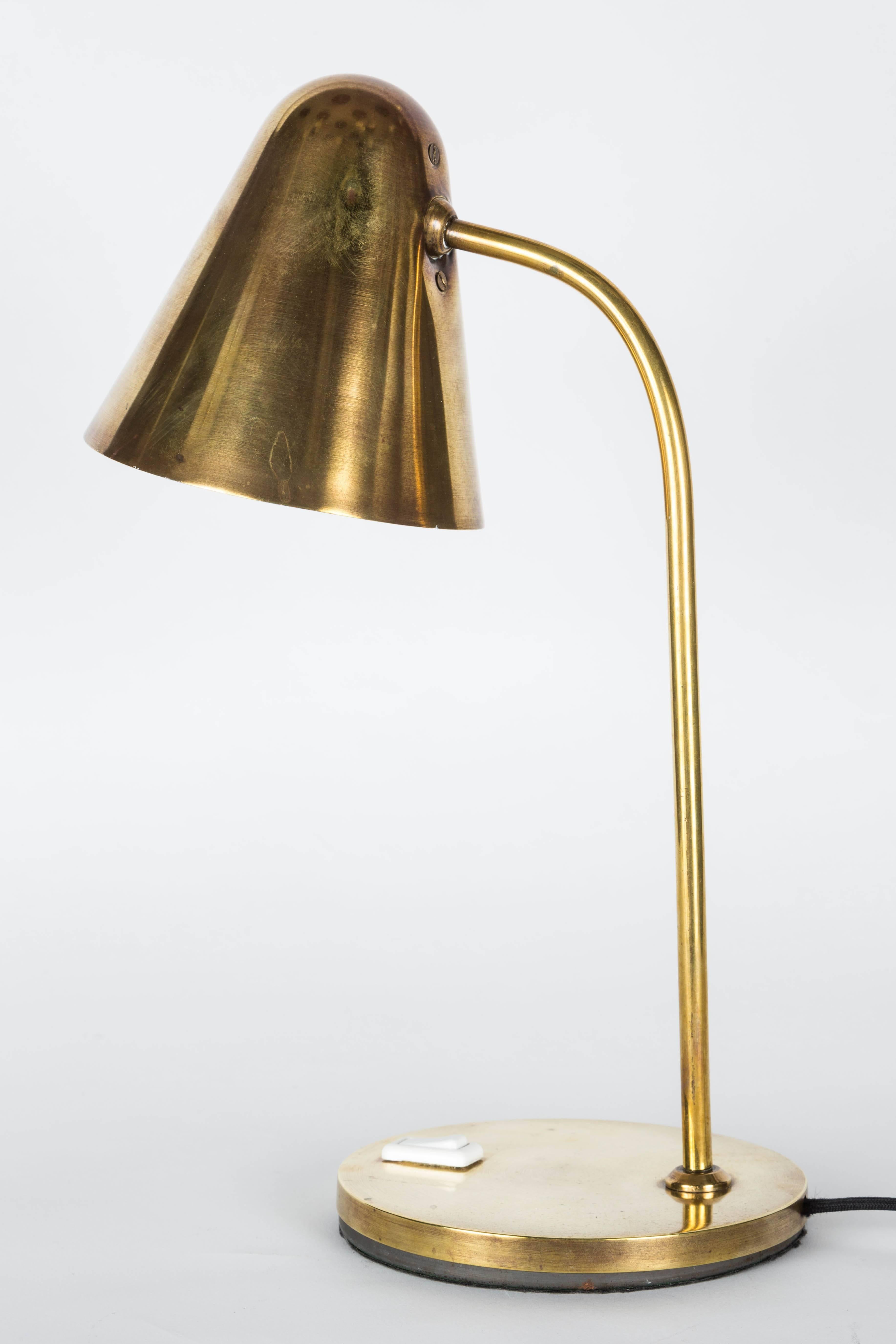 Mid-20th Century 1950s Brass Table Lamp Attributed to Jacques Biny