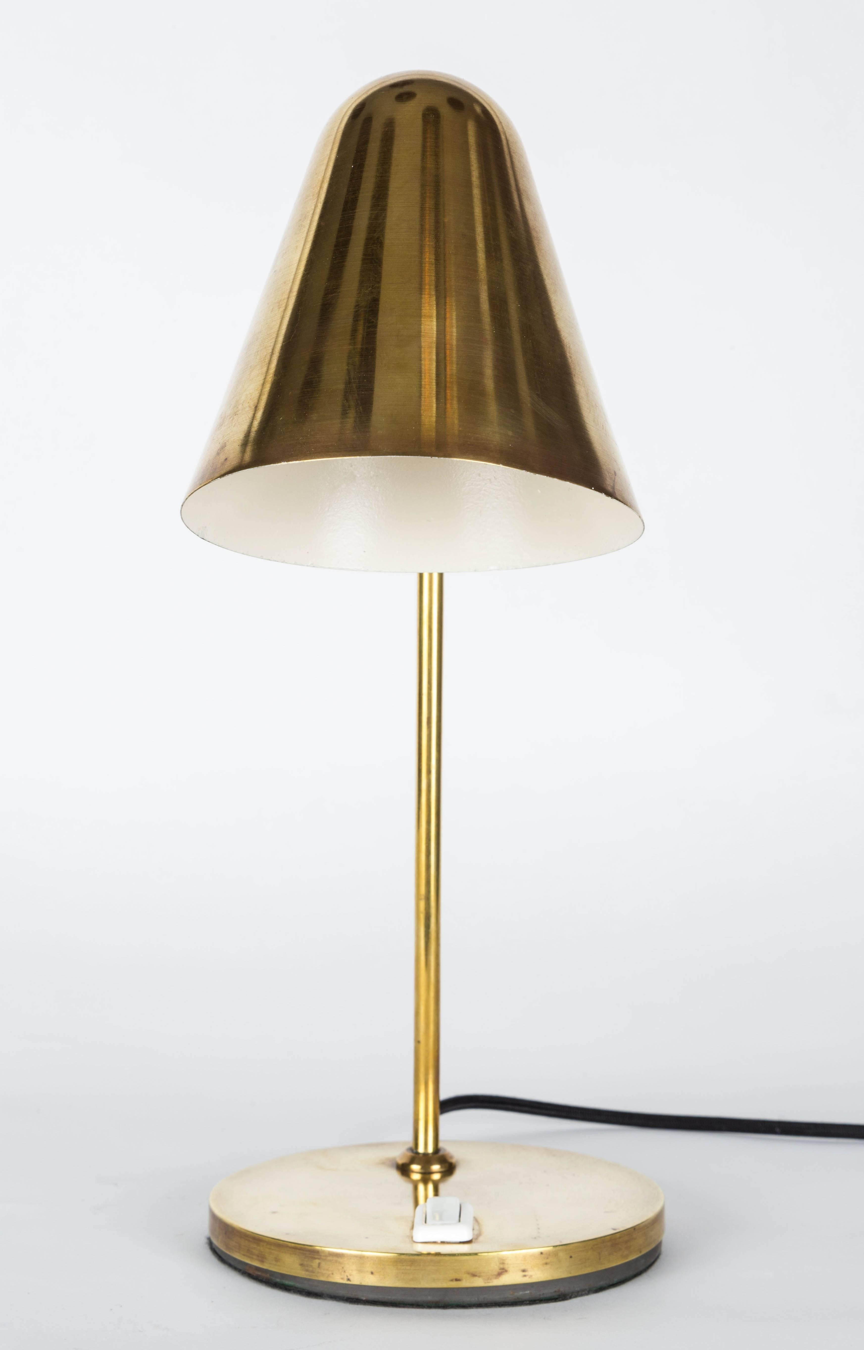 Aluminum 1950s Brass Table Lamp Attributed to Jacques Biny