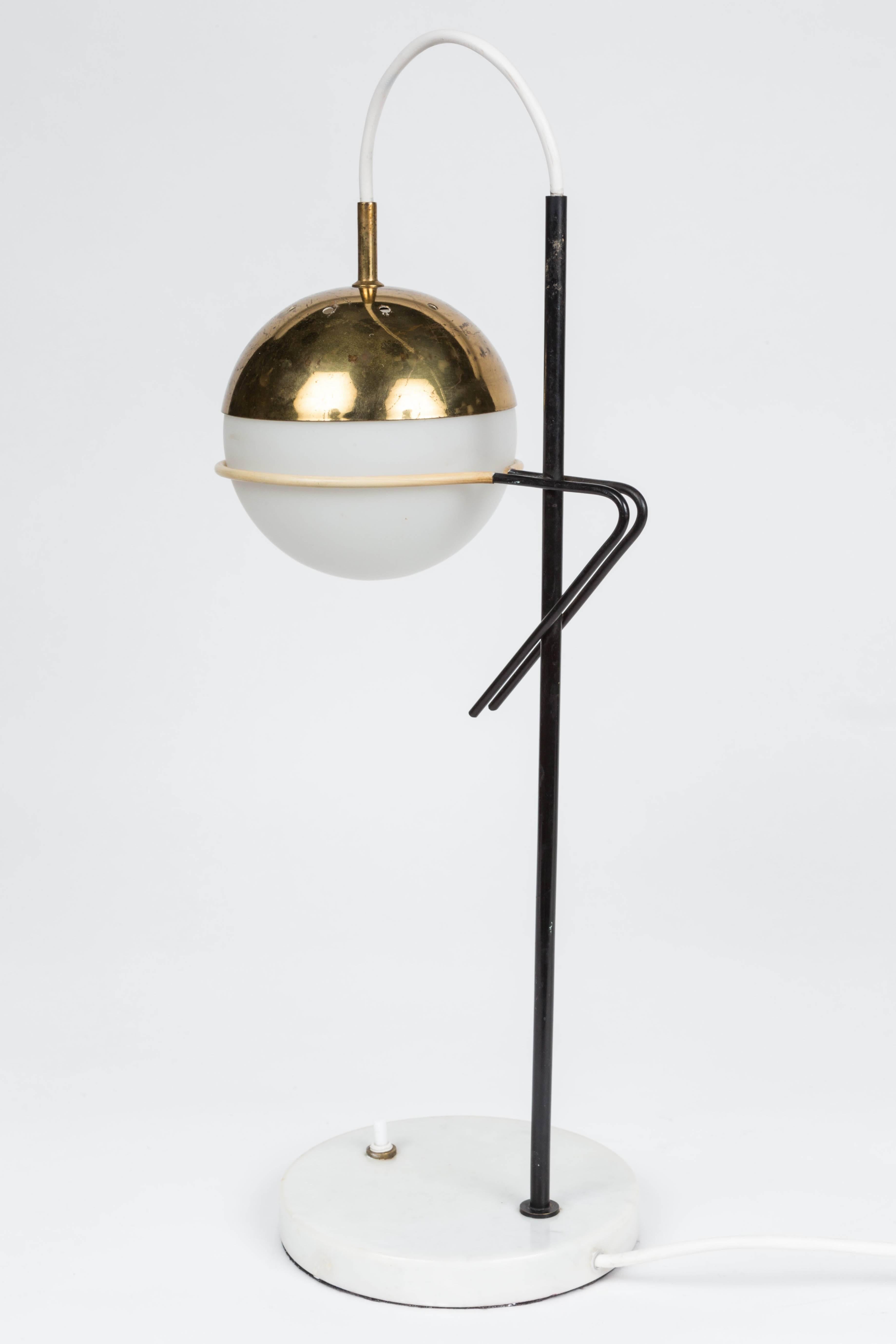 Mid-20th Century 1960s Stilux Milano Glass and Marble Table Lamp