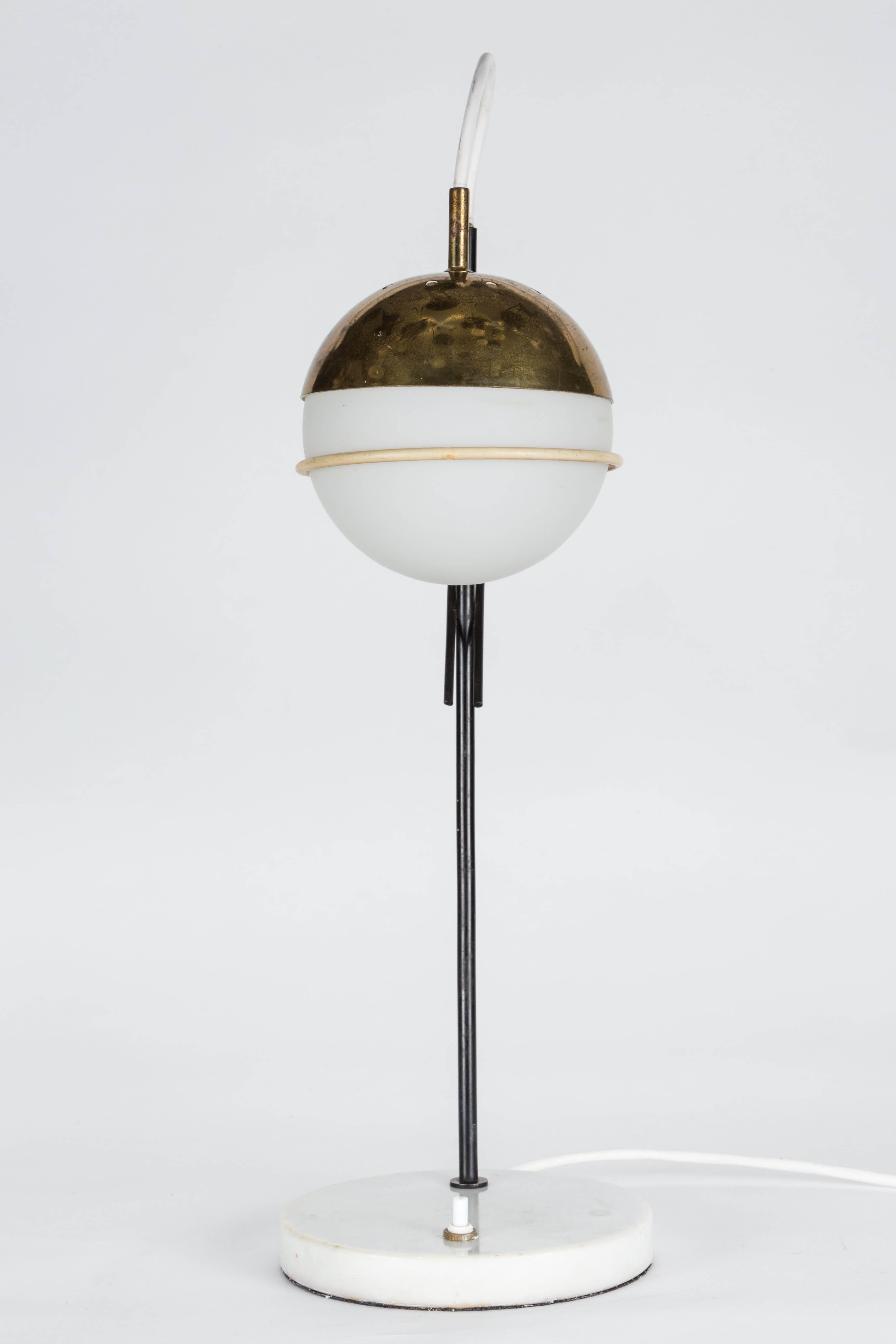 1960s Stilux Milano Glass and Marble Table Lamp 3