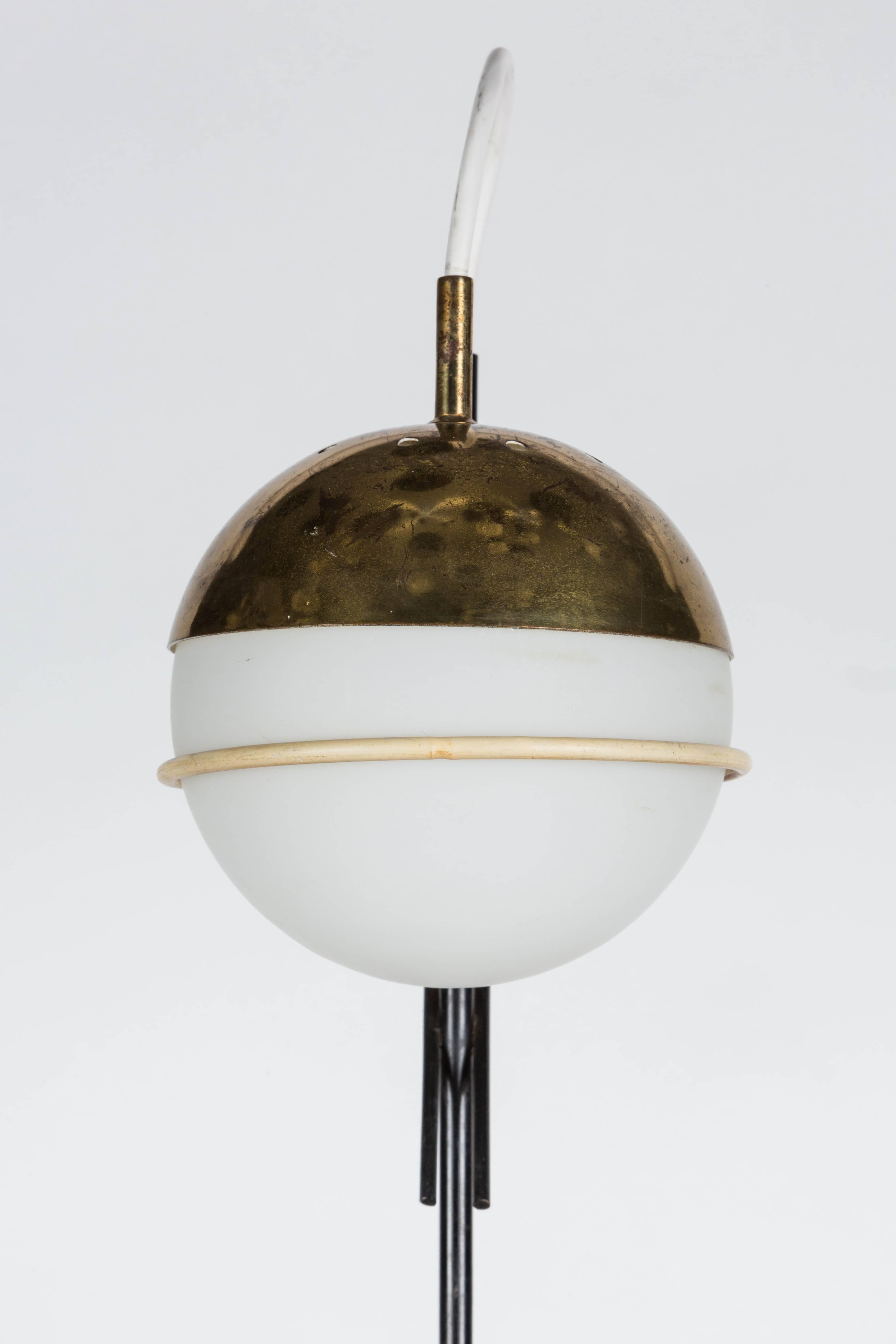 Painted 1960s Stilux Milano Glass and Marble Table Lamp