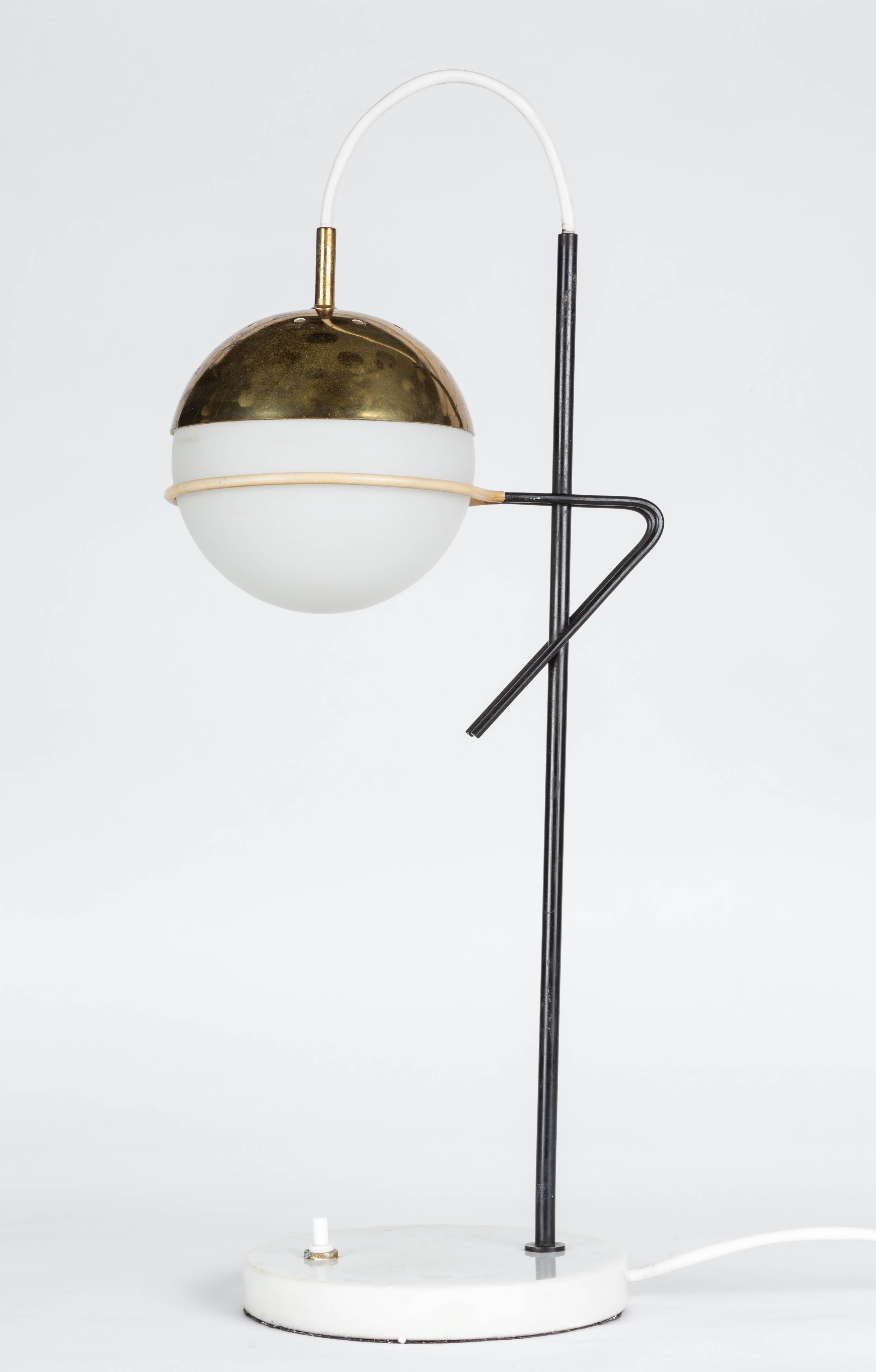 1960s Stilux Milano Glass and Marble Table Lamp 2