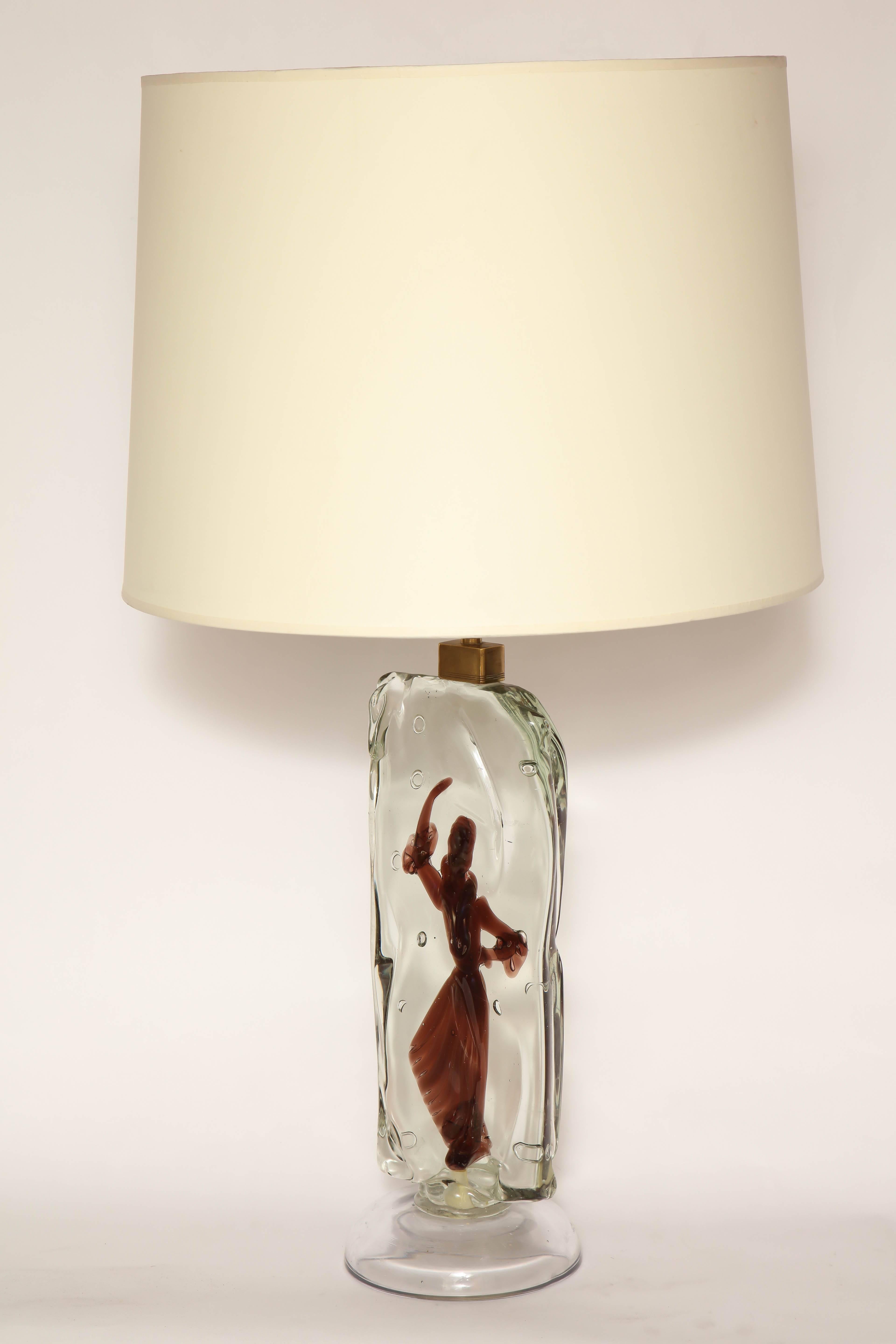 Seguso Cenadese Italian art glass table lamp Mid-Century Modern.