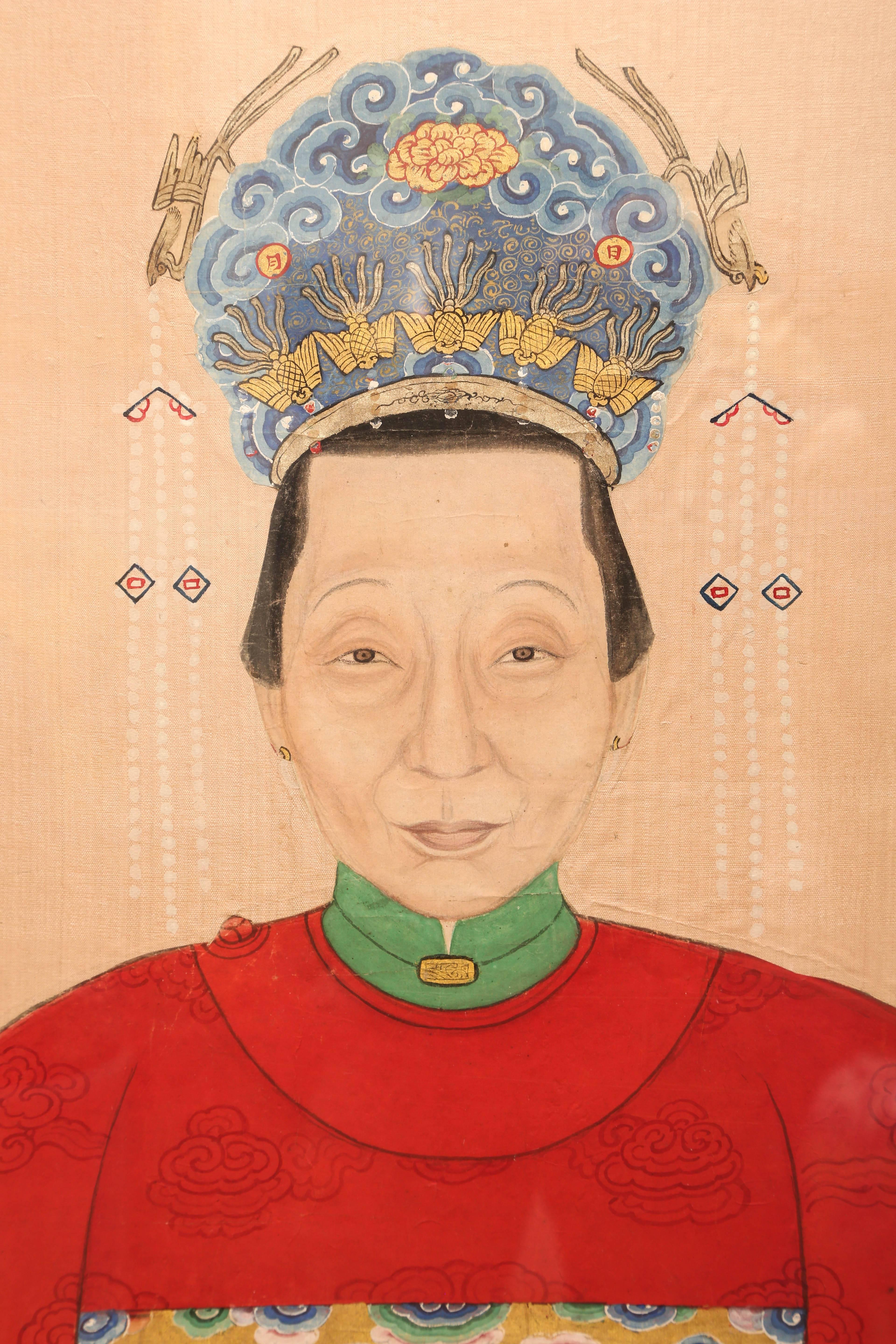 Chinese Antique Ancestral Female Portrait