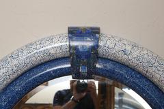 Round Lapis Blue and White Mirror by Jonson & Marcius