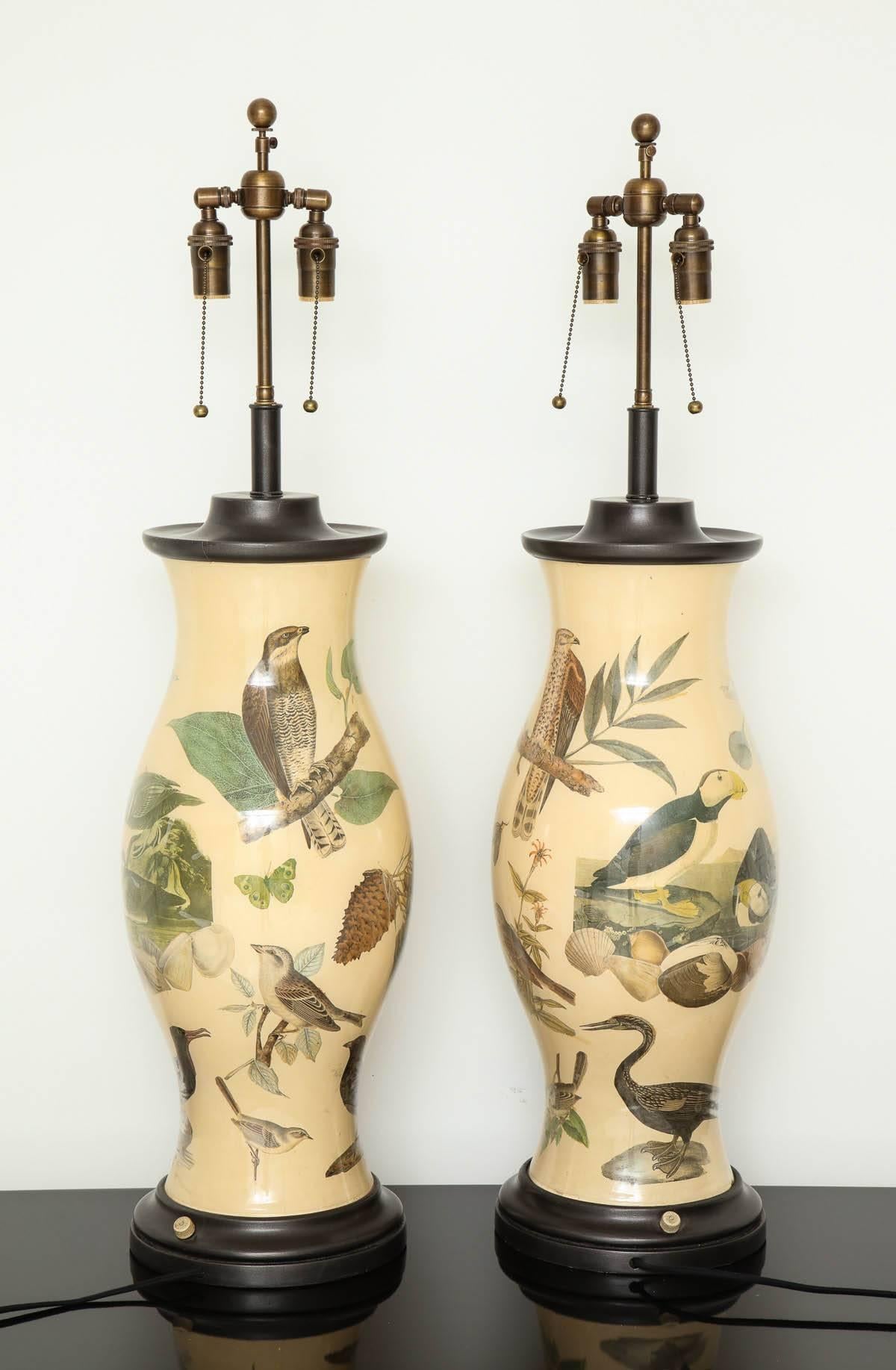 Stunning Pair of Large Decoupage  Lamps 2