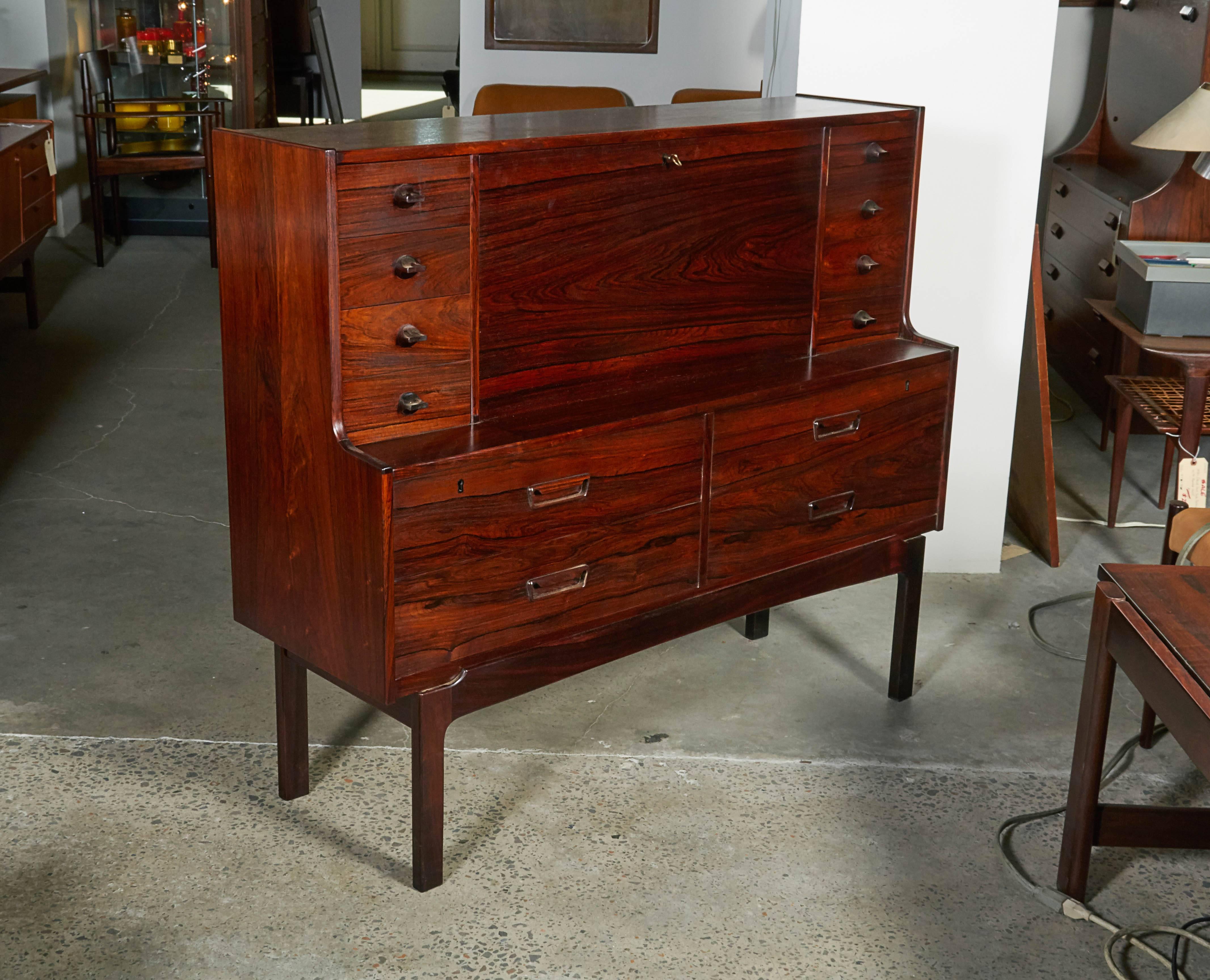 Mid Century Rosewood Secretary Desk by Arne Wahl In Excellent Condition In New York, NY