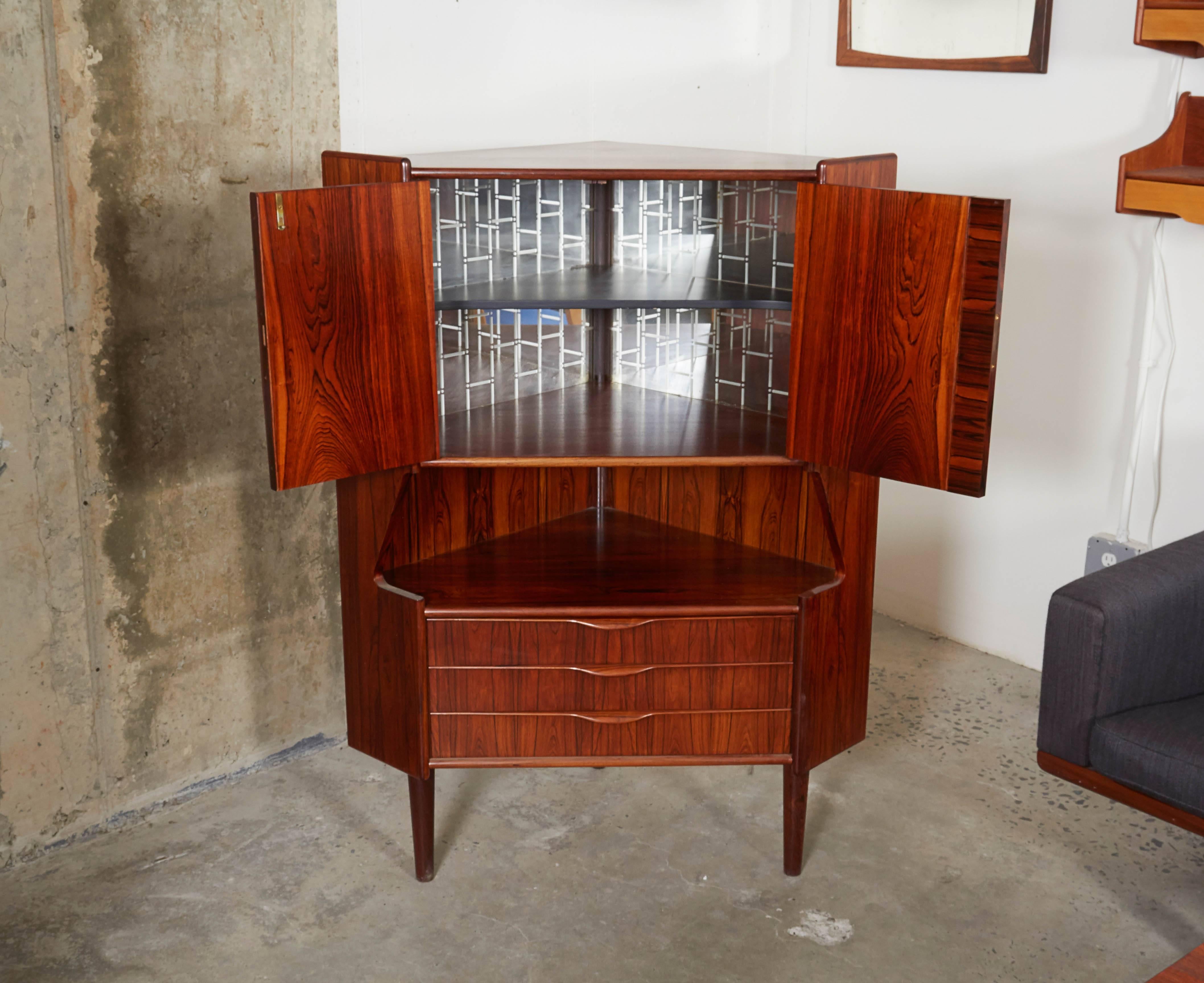 Scandinavian Modern Rosewood Liquor Cabinet by Gunni Omann For Sale