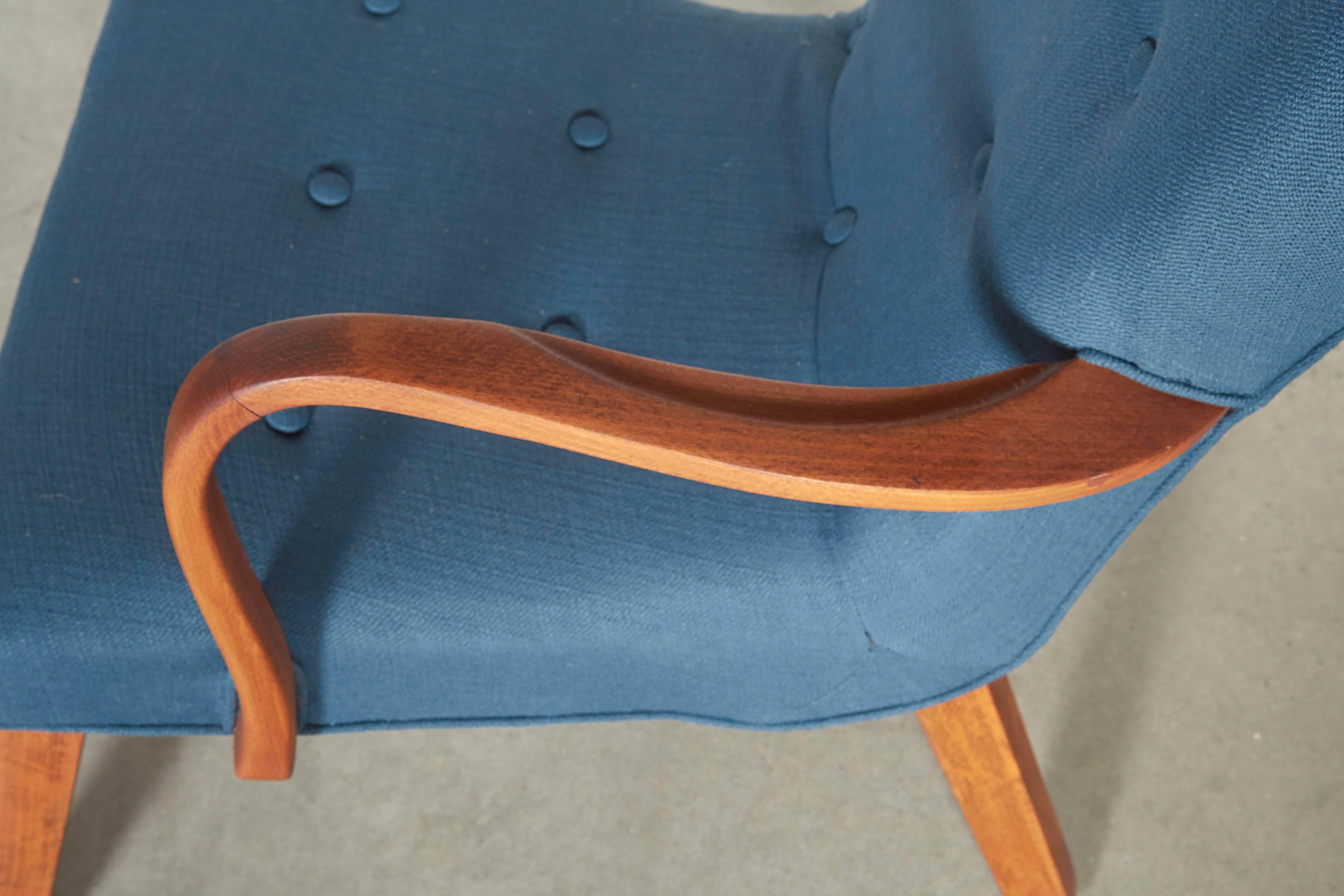 Cotton Mid Century Swedish Arm Chair