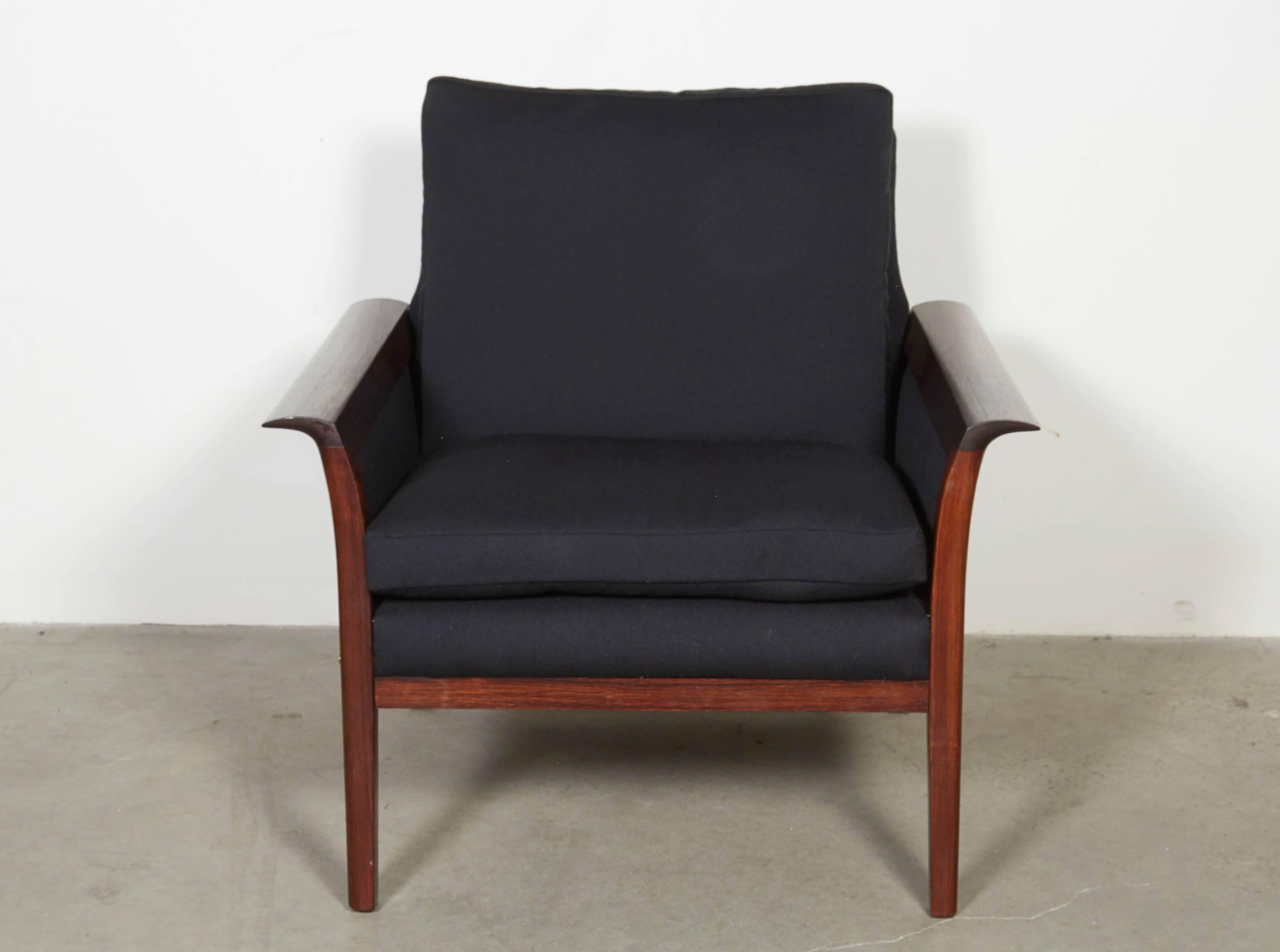 Oiled Scandinavian Rosewood & Black Chairs, Pair