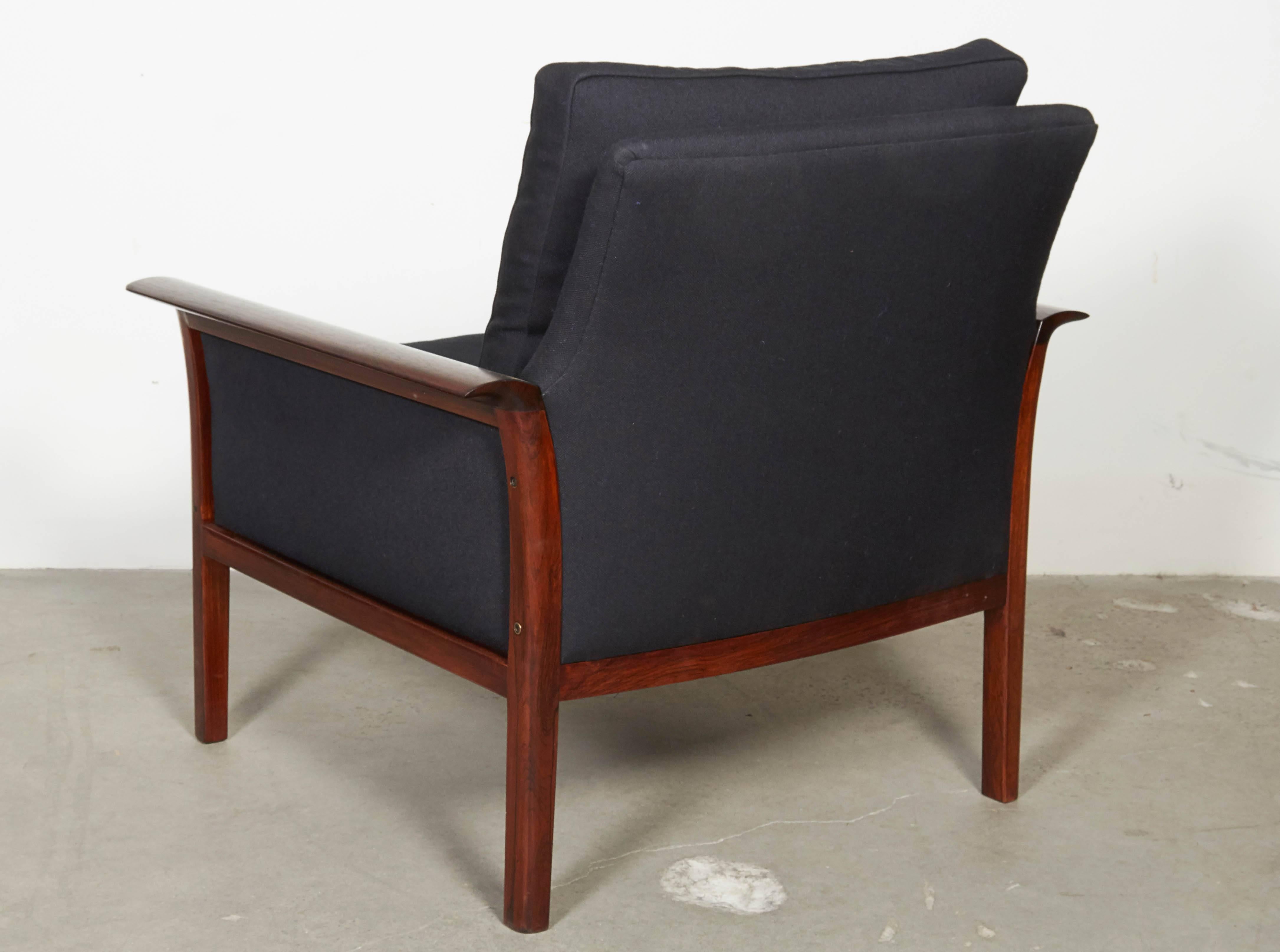 Mid-20th Century Scandinavian Rosewood & Black Chairs, Pair