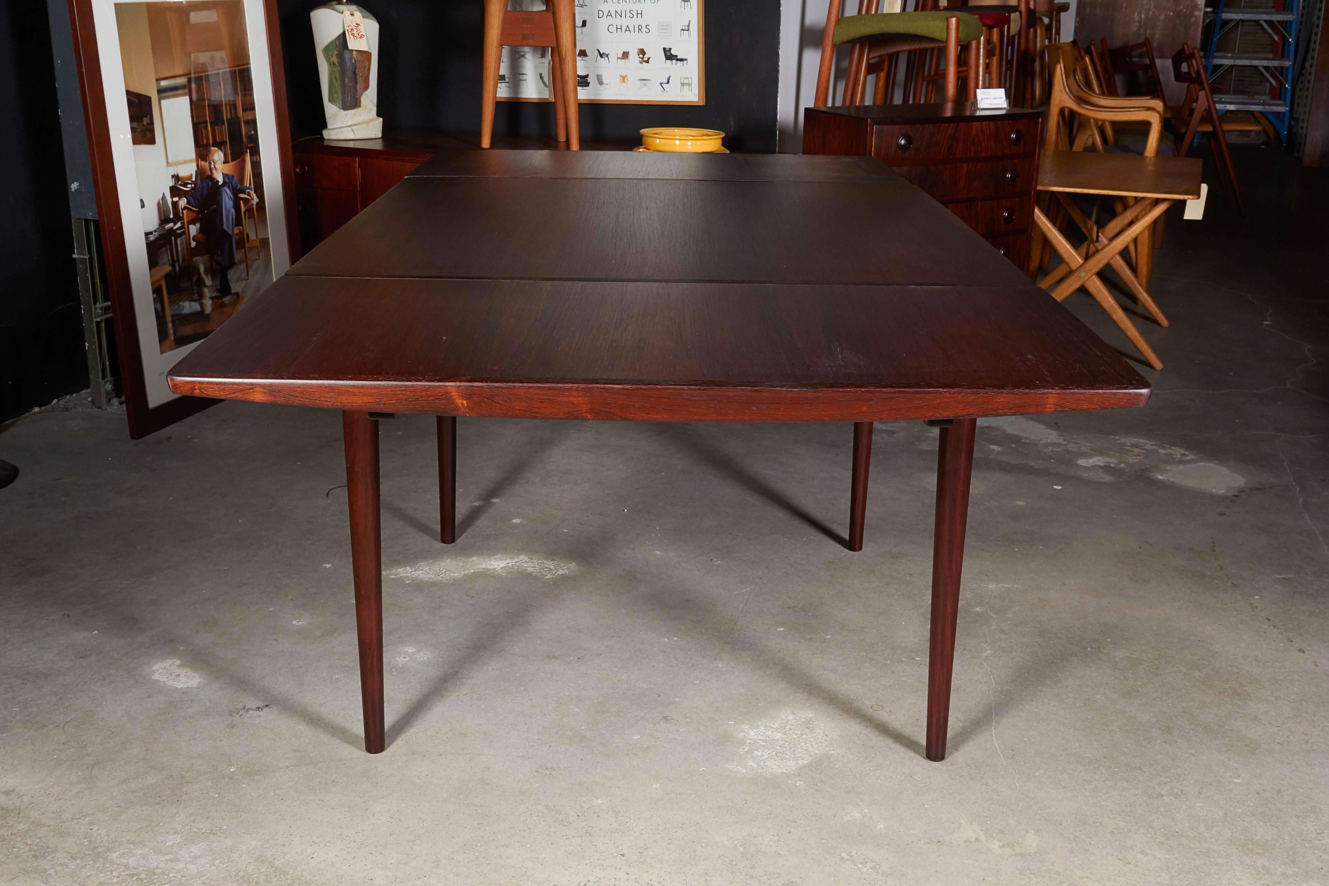 Oiled Rosewood Square Dining Table by Kurt Ostervig, Expandable