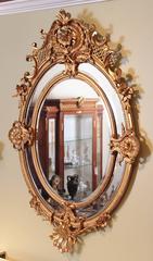 19th Century French Louis XV Fine Gilt Carved Oval Mirror