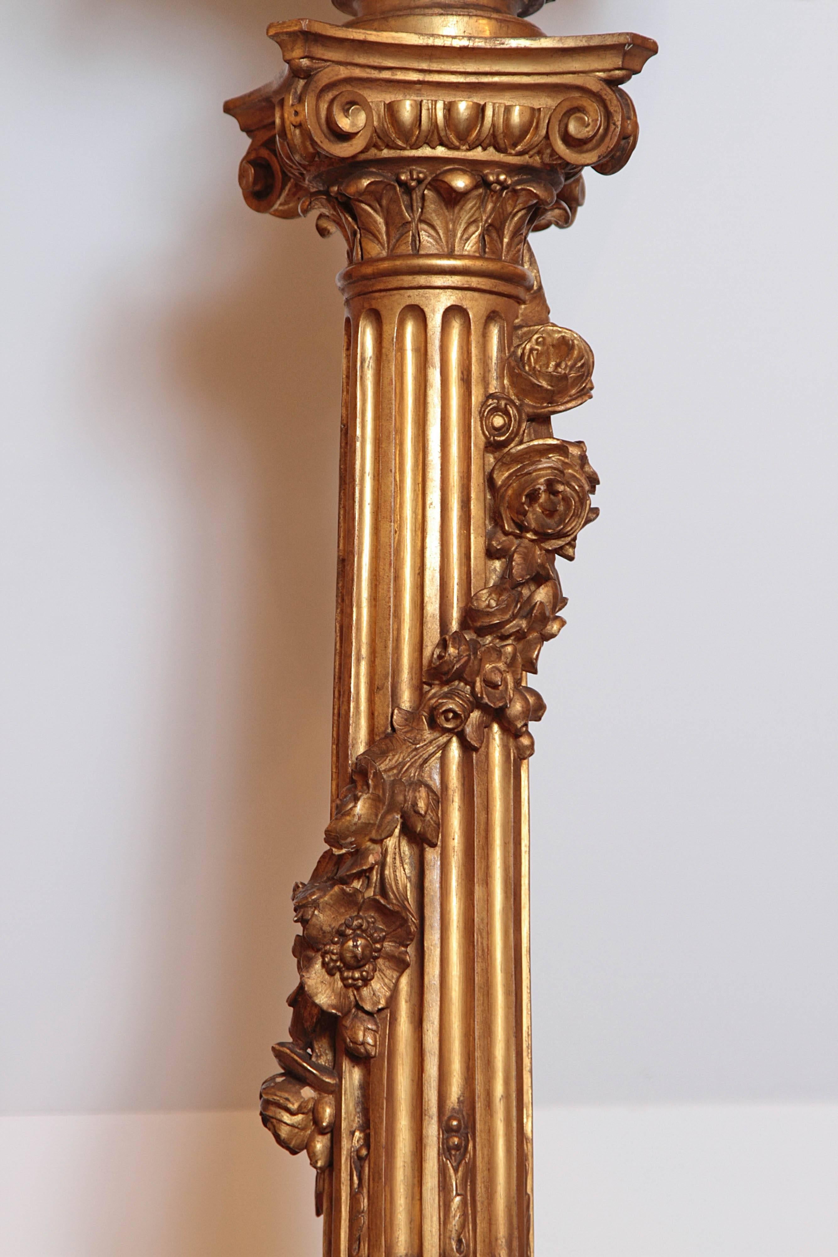 Pair of 19th Century French Gilt Carved Regence Floor Lamps 2