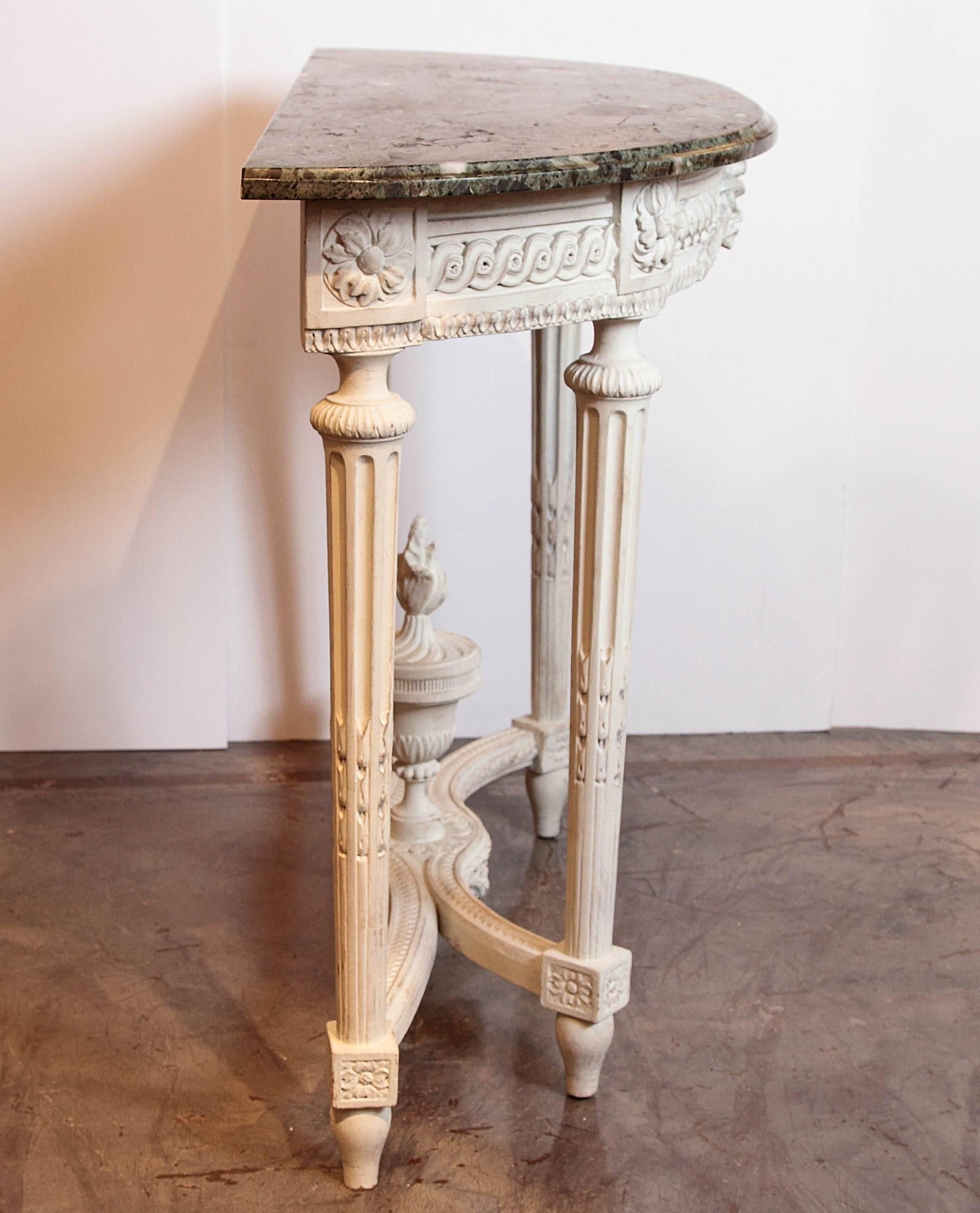Pair of 19th Century French Louis XVI Painted CrèmeConsoles 2