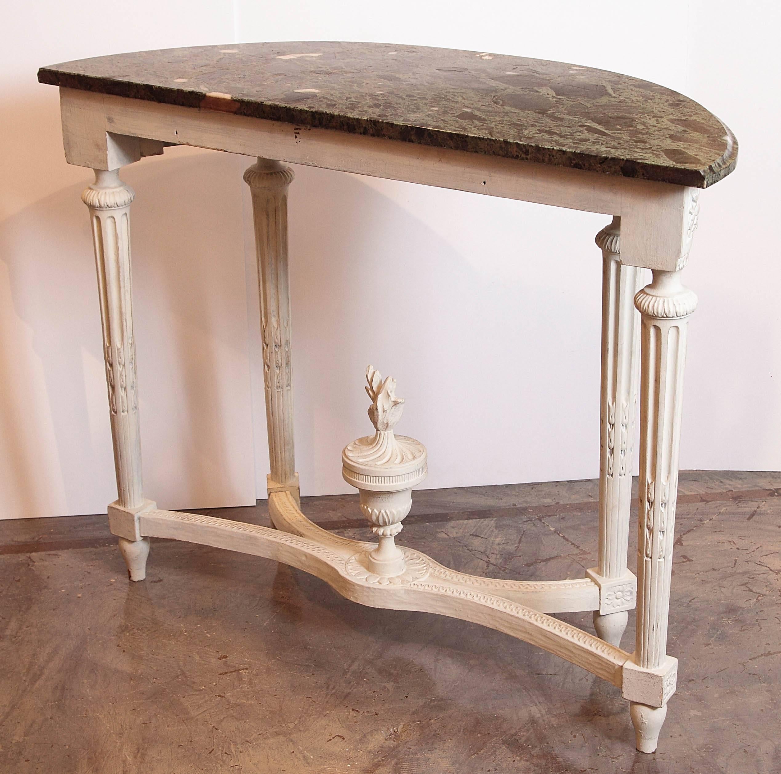 Pair of 19th Century French Louis XVI Painted CrèmeConsoles 4