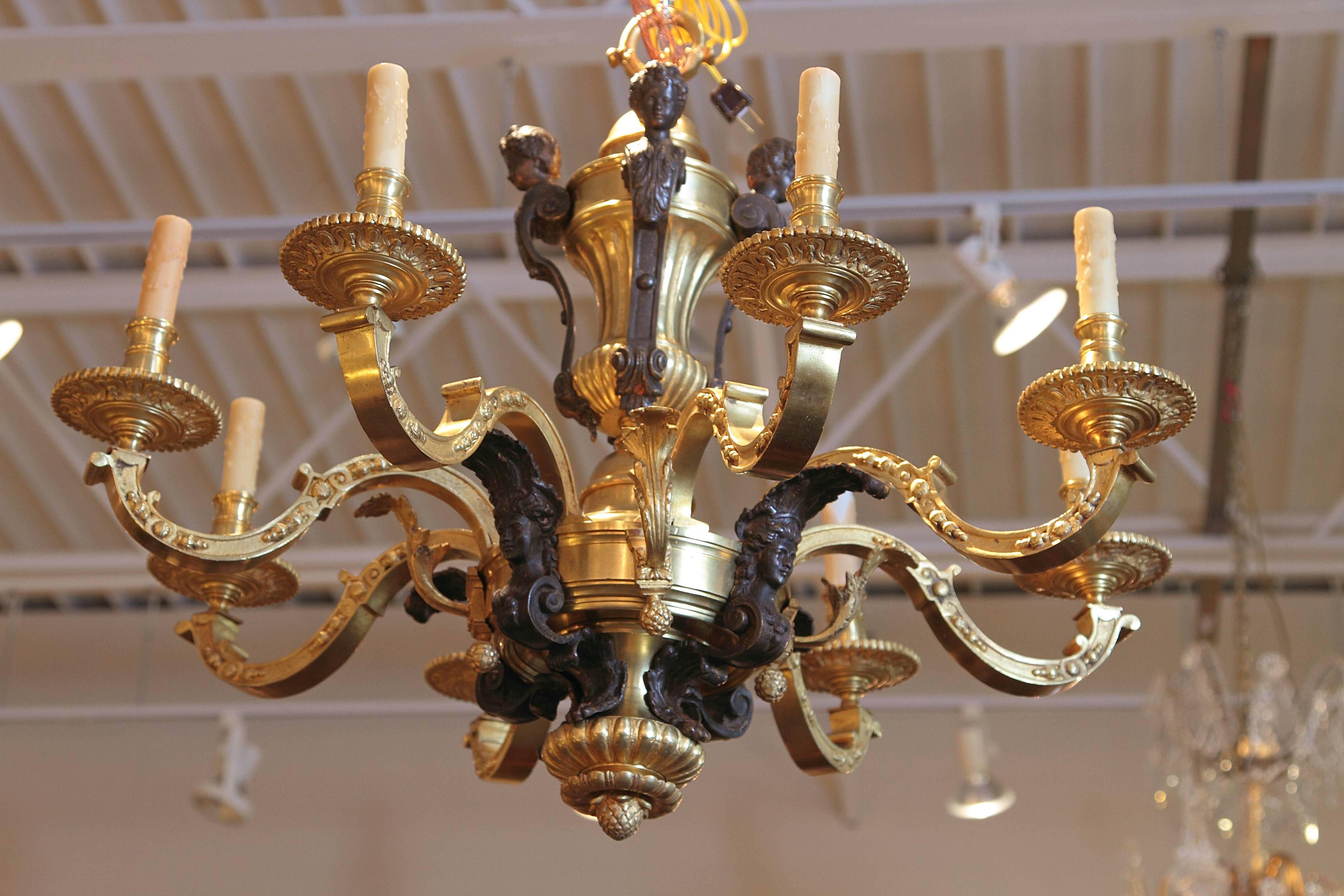 Beautiful 19th Century French Regence Gilt Bronze Chandelier For Sale 2