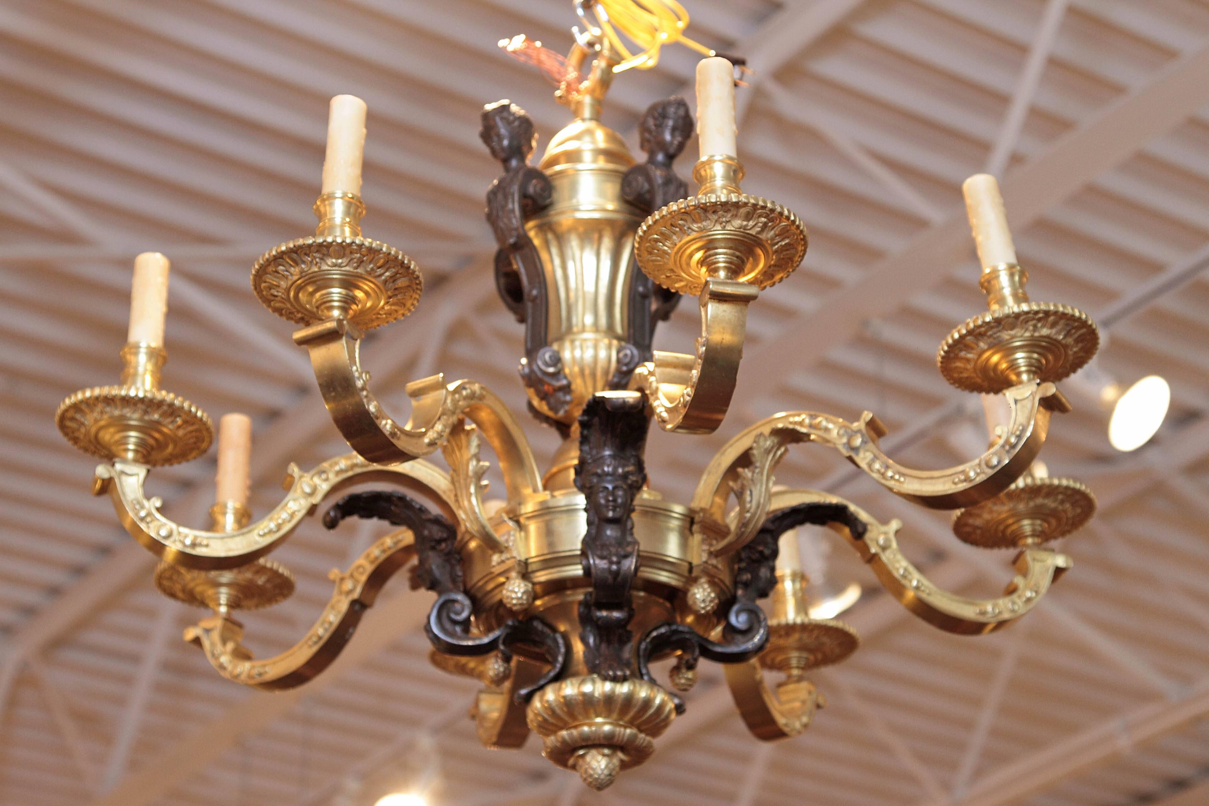 Beautiful 19th Century French Regence Gilt Bronze Chandelier For Sale 5