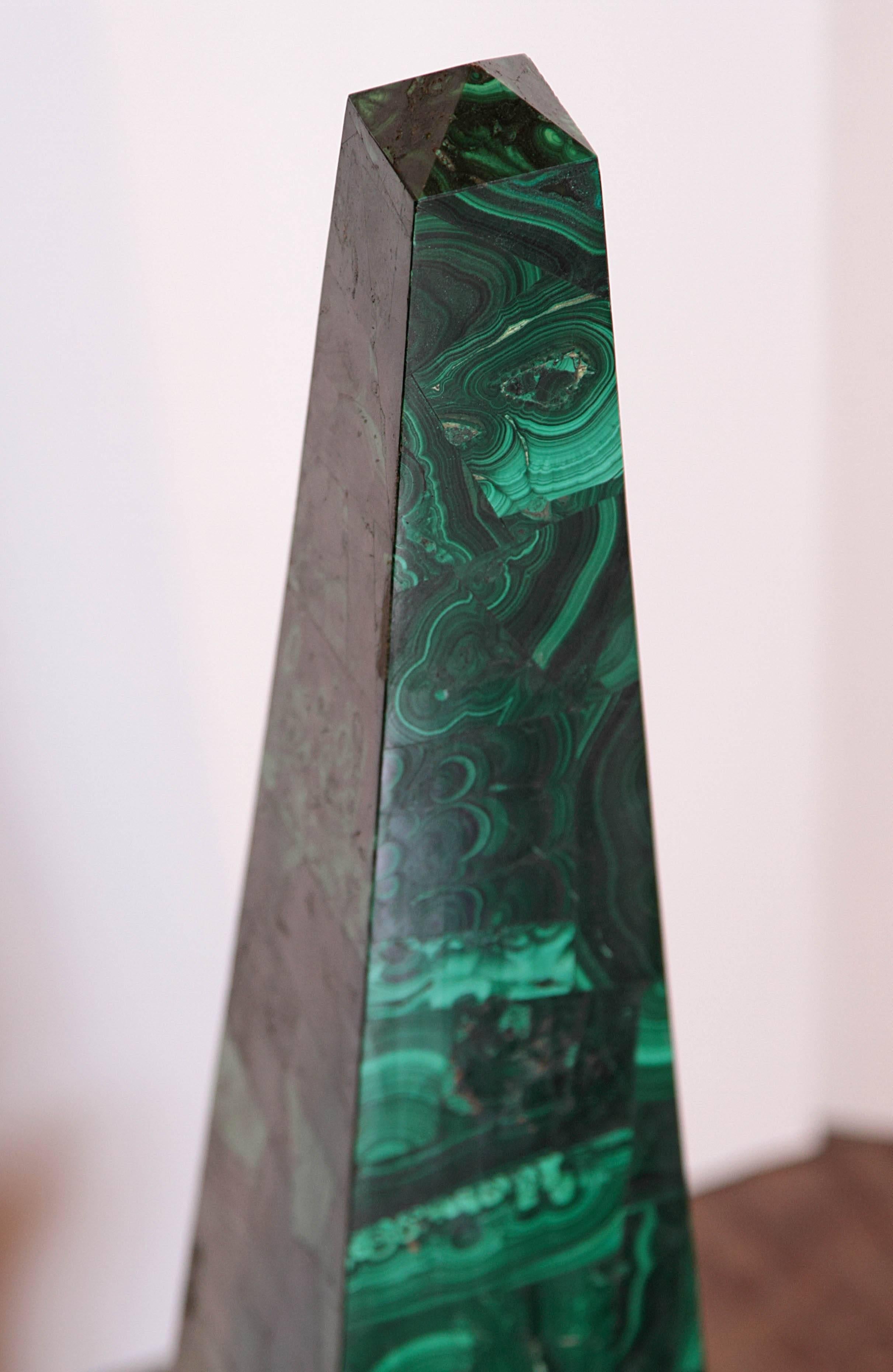 Pair of Late 19th Century Malachite and Gilt Bronze Obelisks Signed P.E. Guerin 4