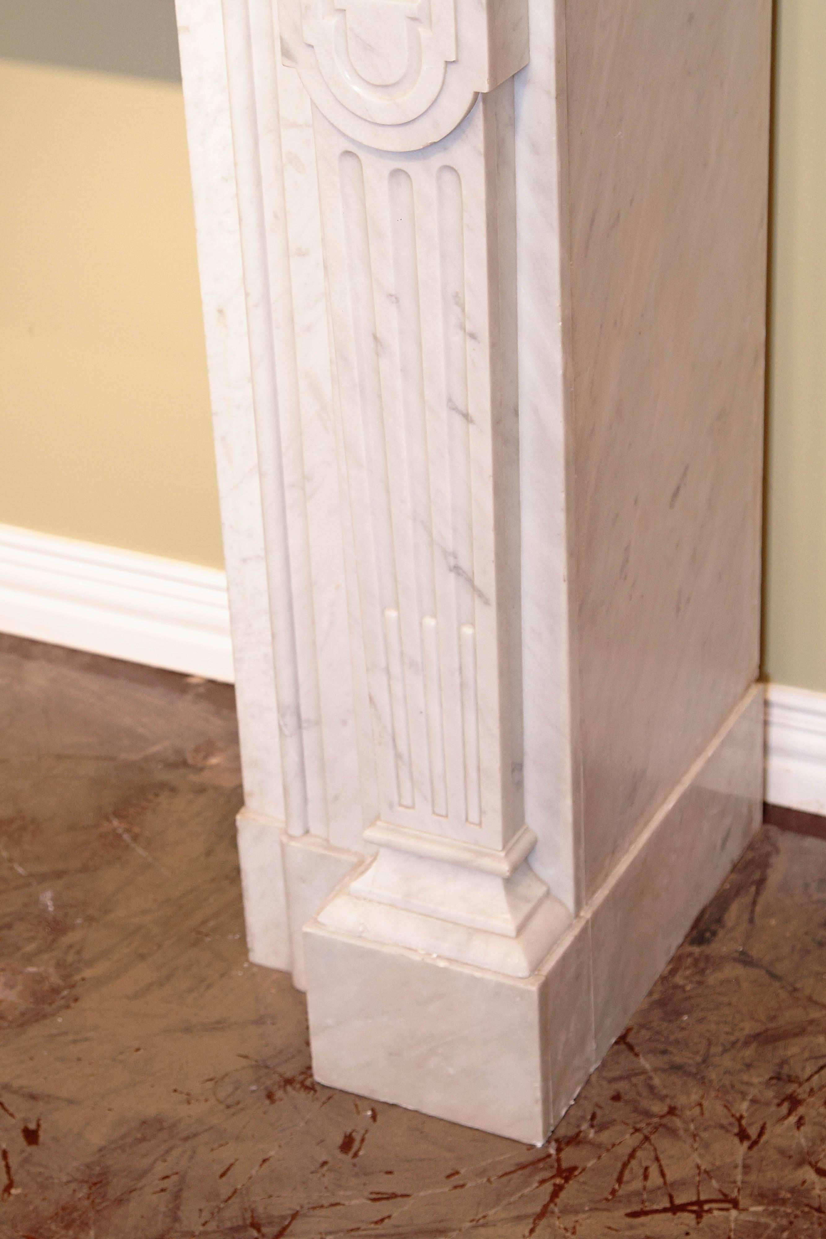 19th Century Louis XVI Carrara Marble Mantel 2