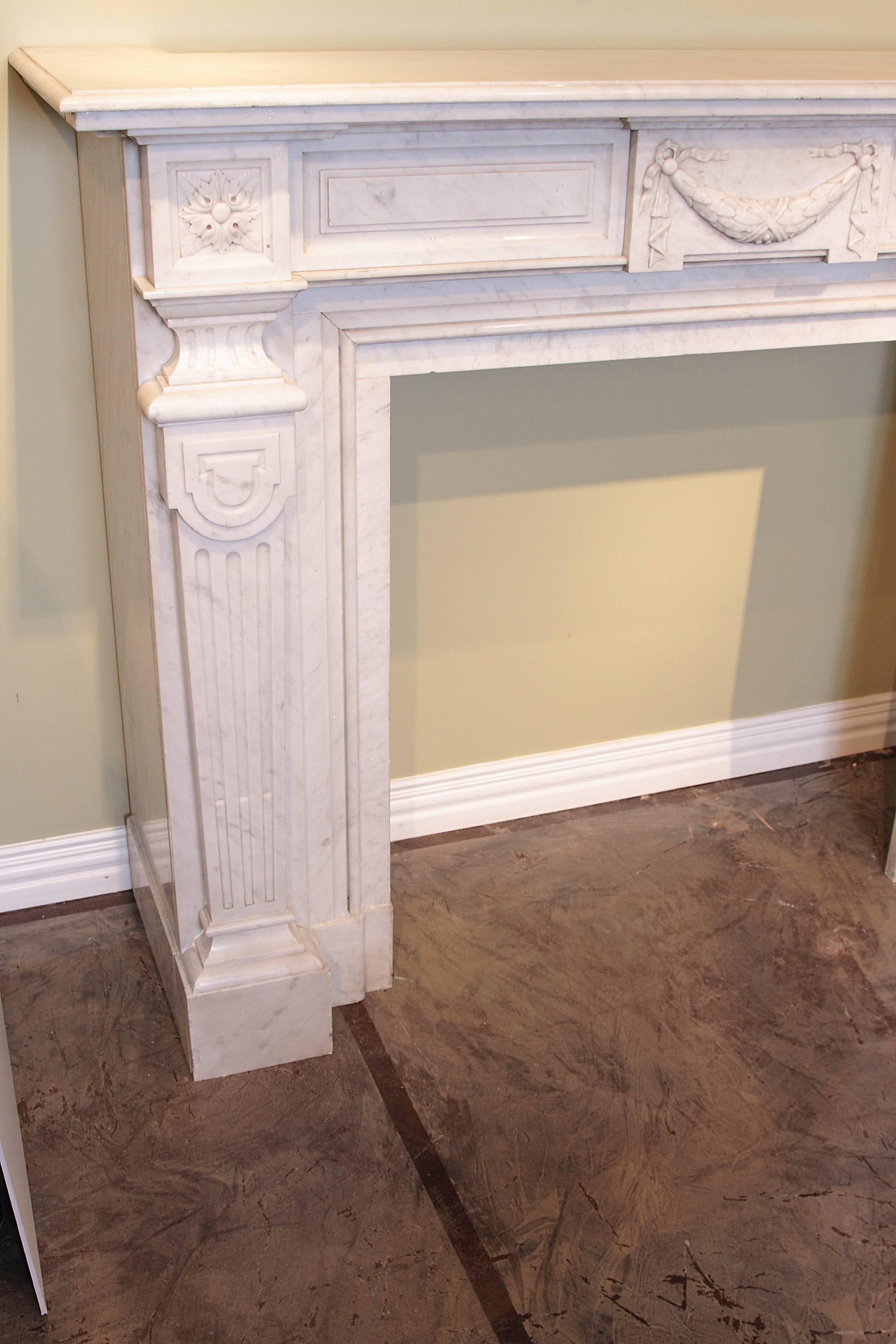 19th Century Louis XVI Carrara Marble Mantel 6