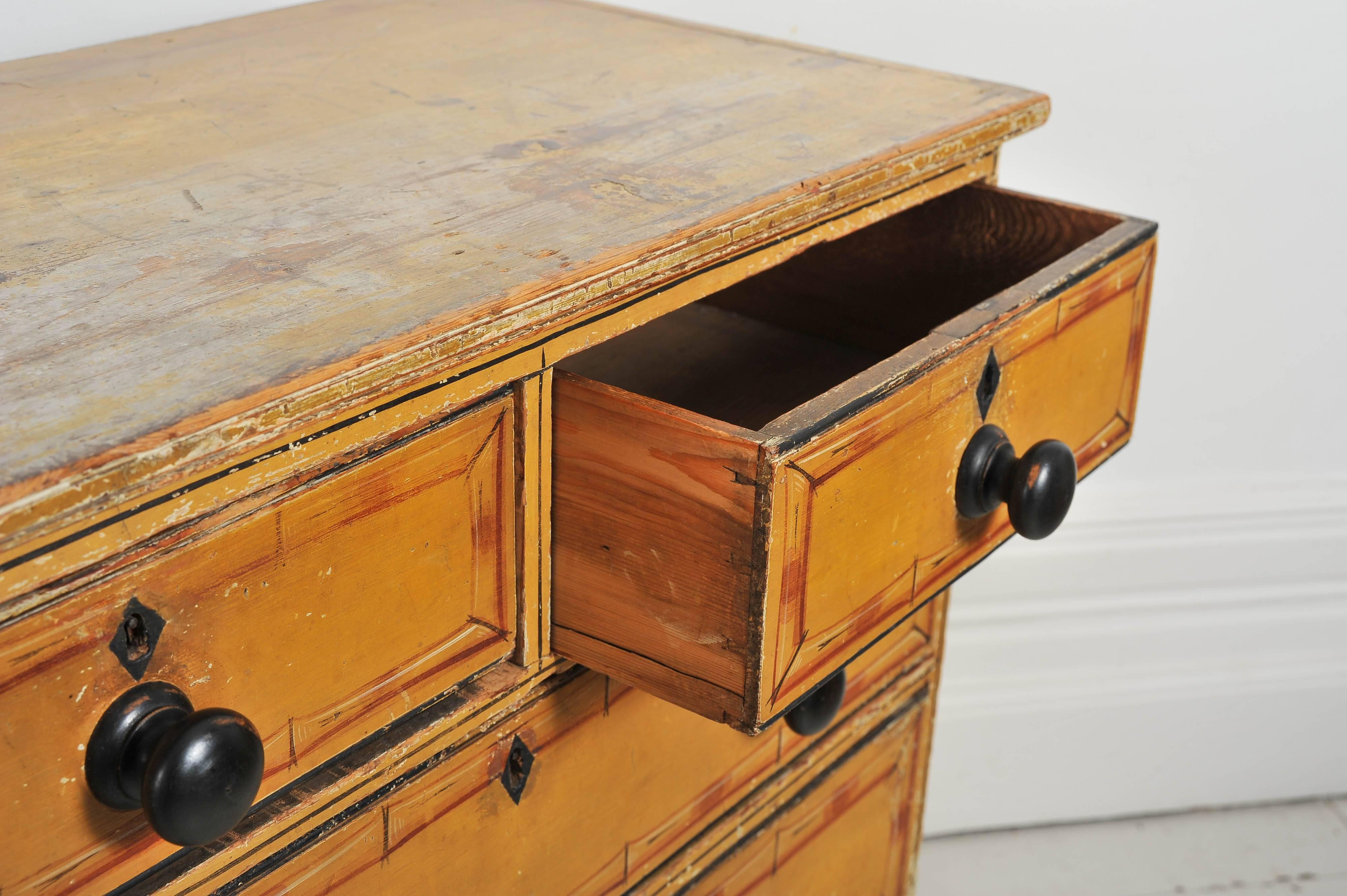 19th Century Small Regency Painted Faux Bamboo Chest of Drawers In Good Condition In Kent, GB