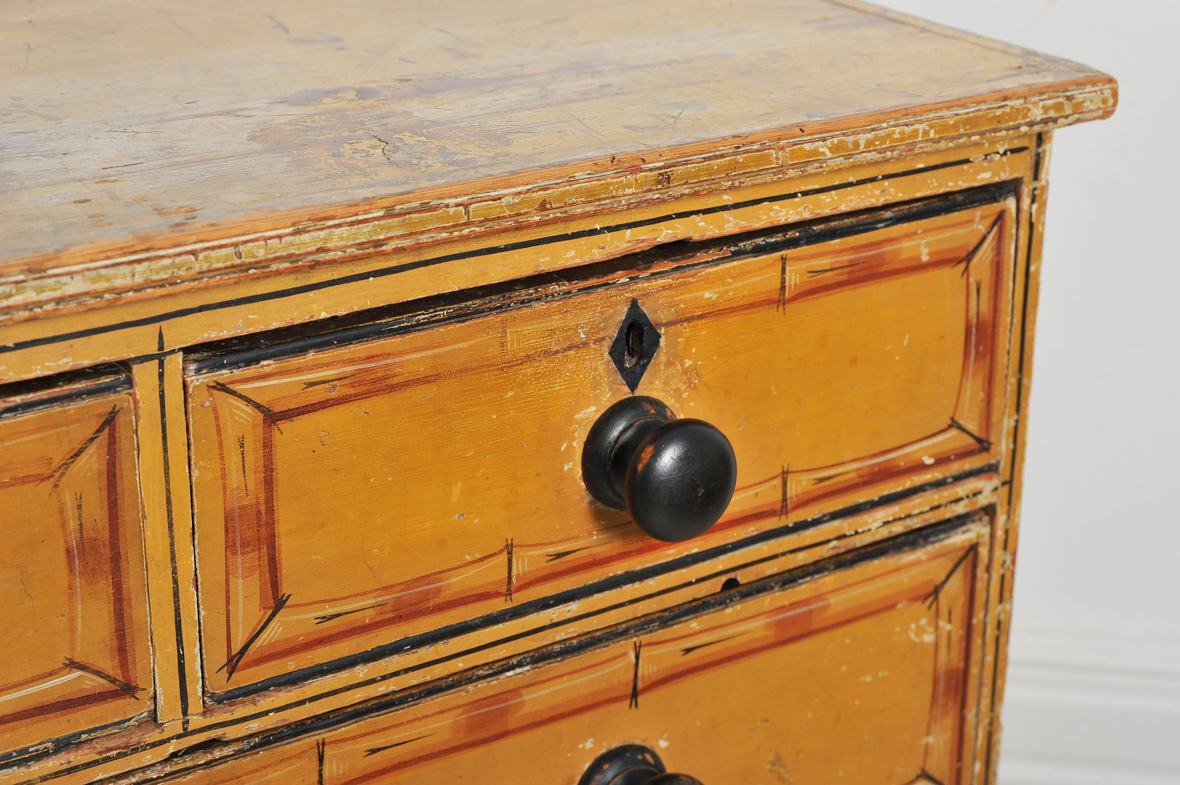 19th Century Small Regency Painted Faux Bamboo Chest of Drawers 1